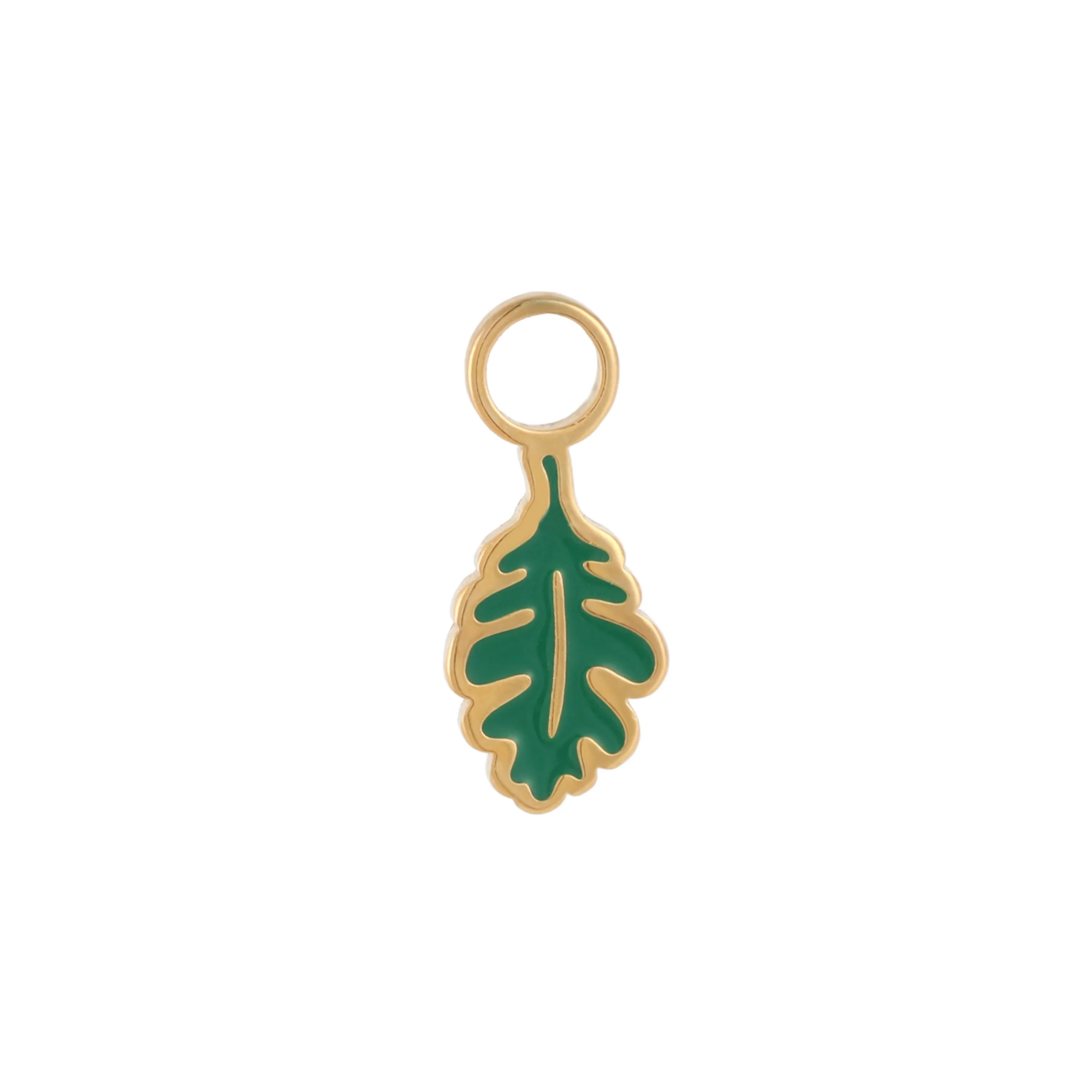 Oak Leaf Enamel Hoop Charm