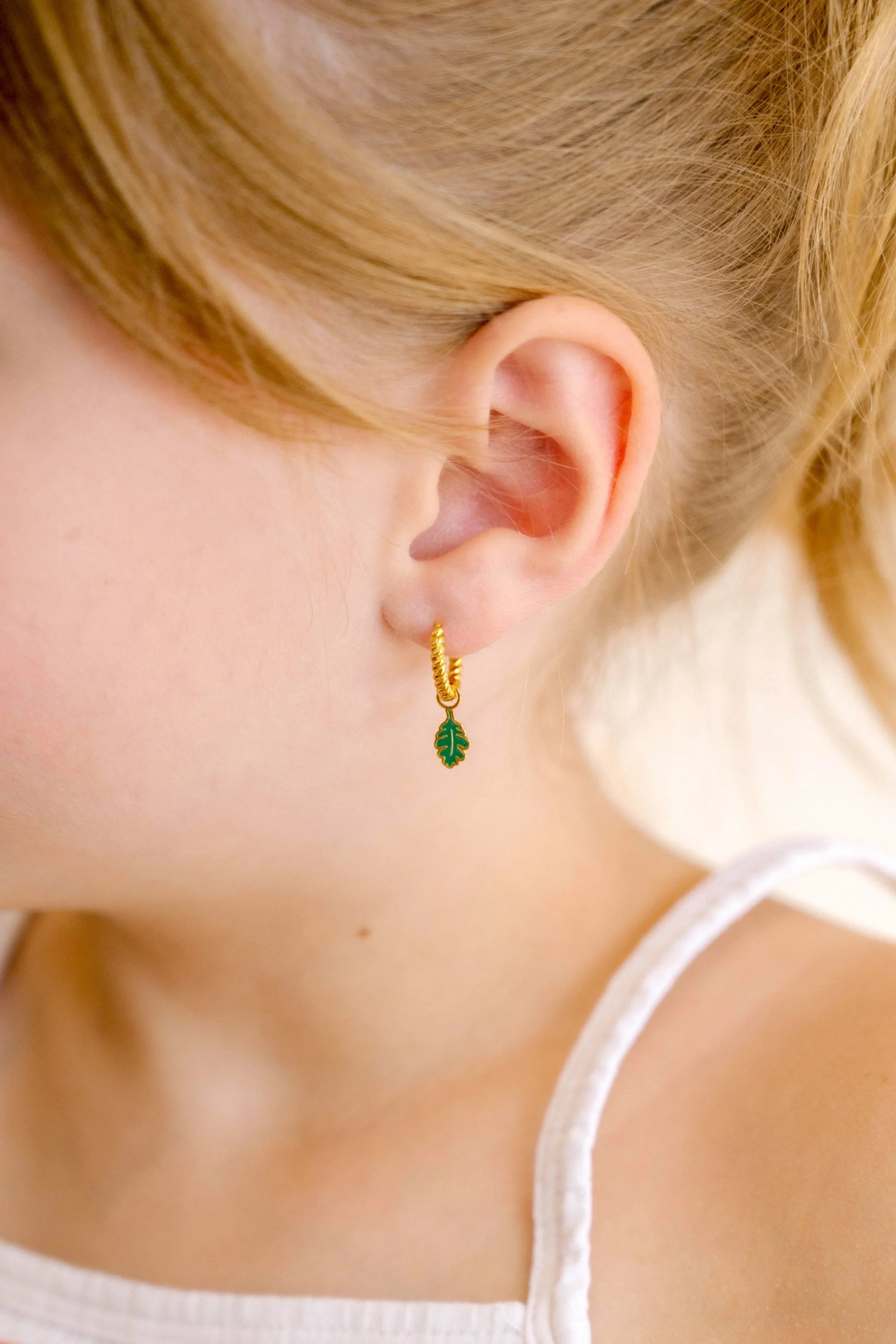Oak Leaf Enamel Hoop Charm - Image 2