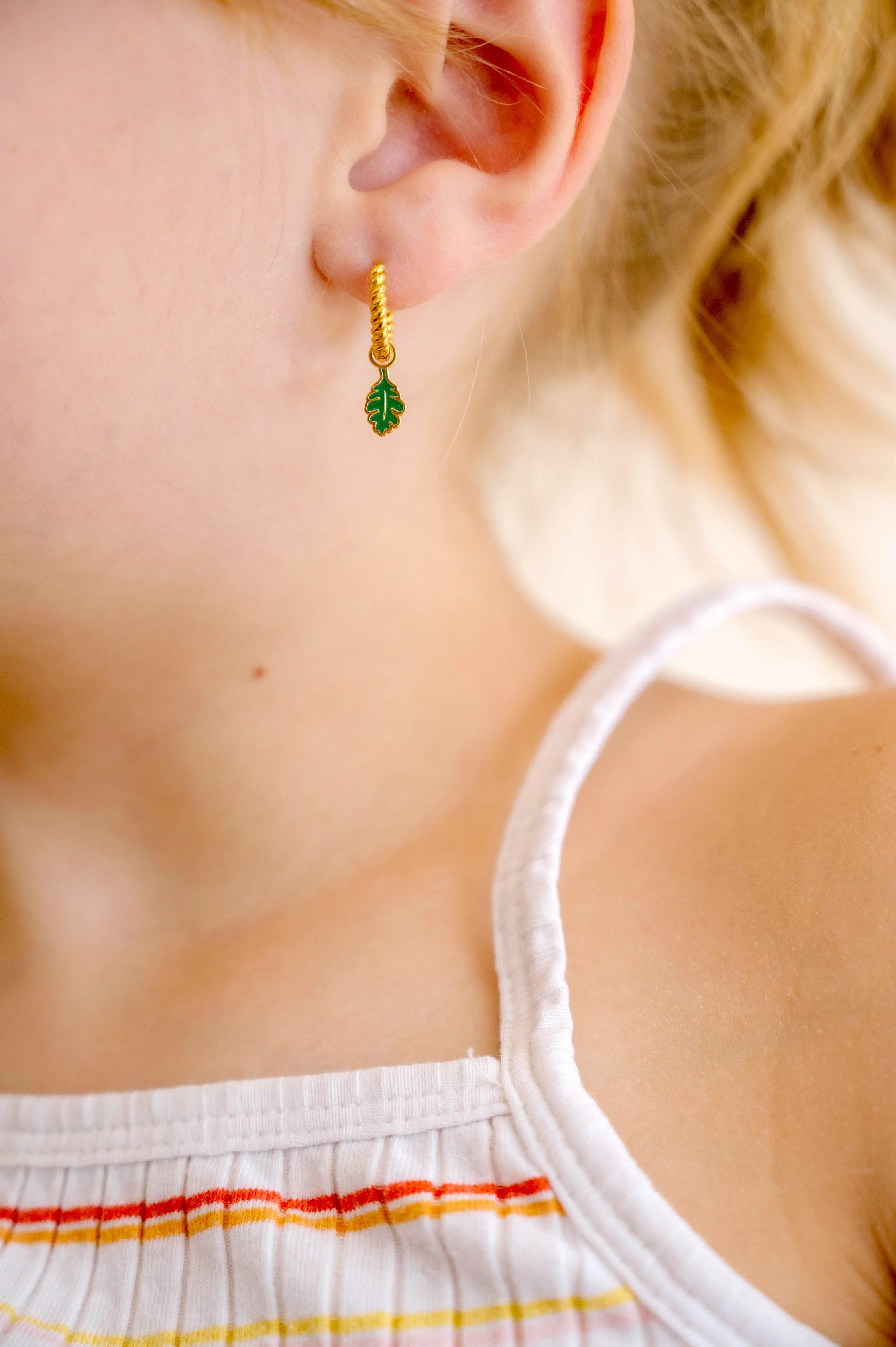 Oak Leaf Enamel Hoop Charm - Image 3