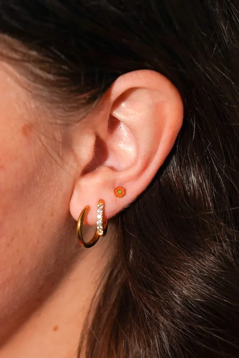 Orange Enamel Daisy Flat Back Stud - Image 2