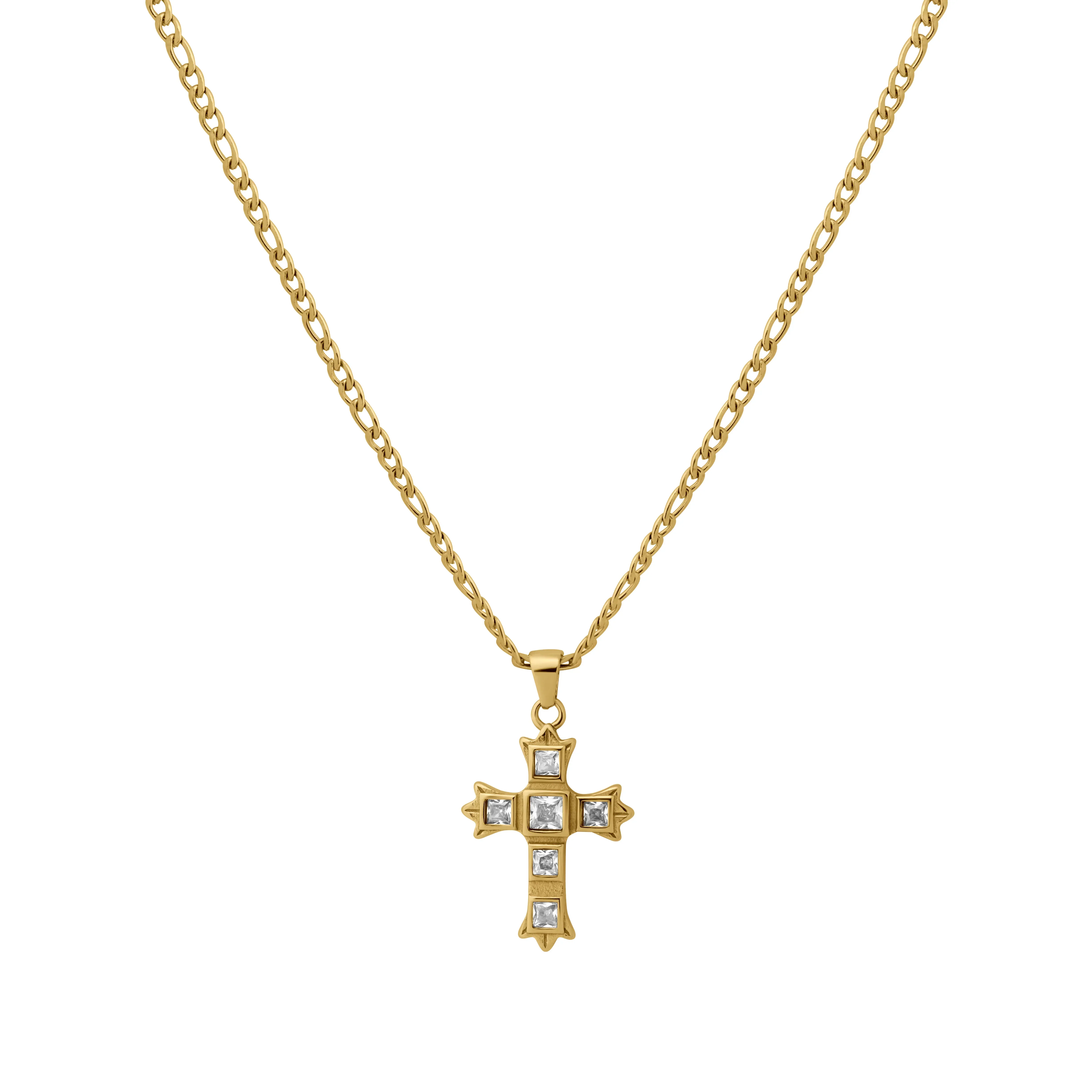 Ornate Zirconia Cross Necklace