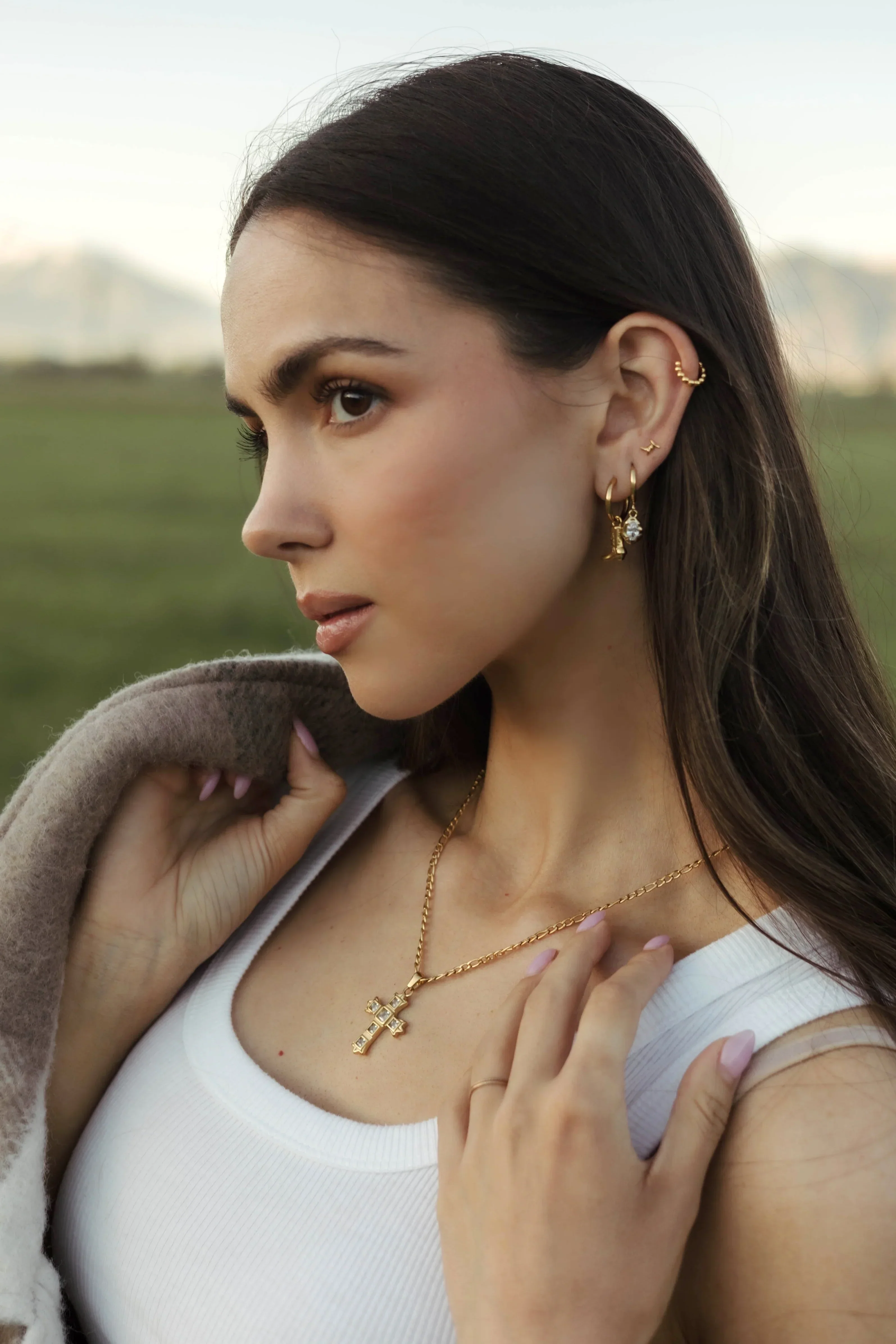 Ornate Zirconia Cross Necklace - Image 3