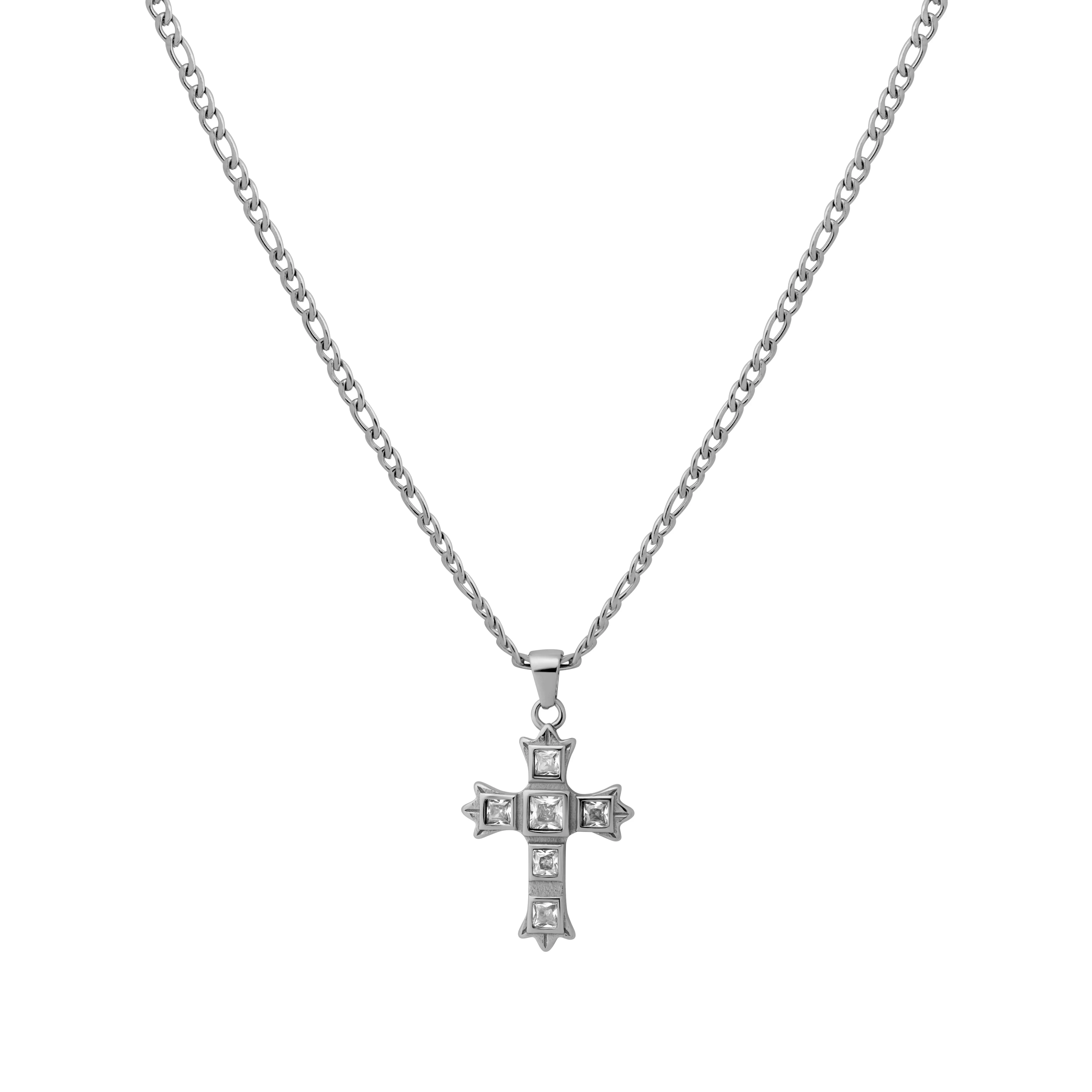 Ornate Zirconia Cross Necklace - Image 5