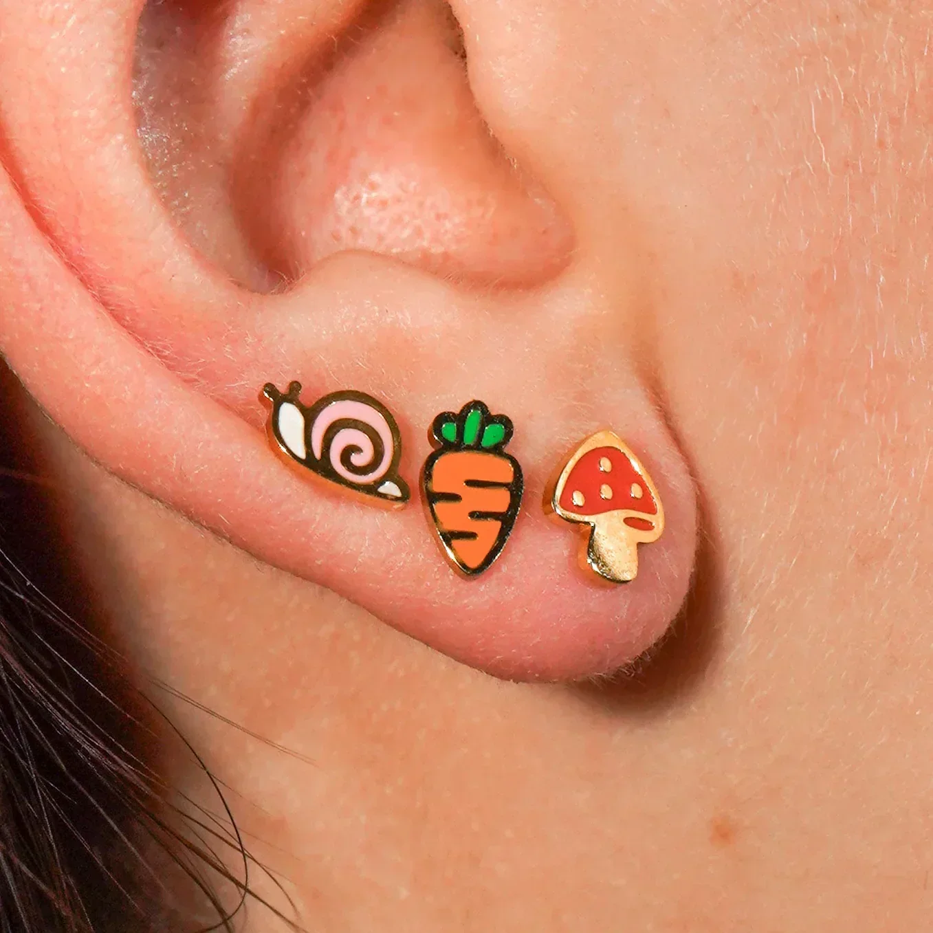 Fairy Mushroom Enamel Flat Back Stud - Image 2