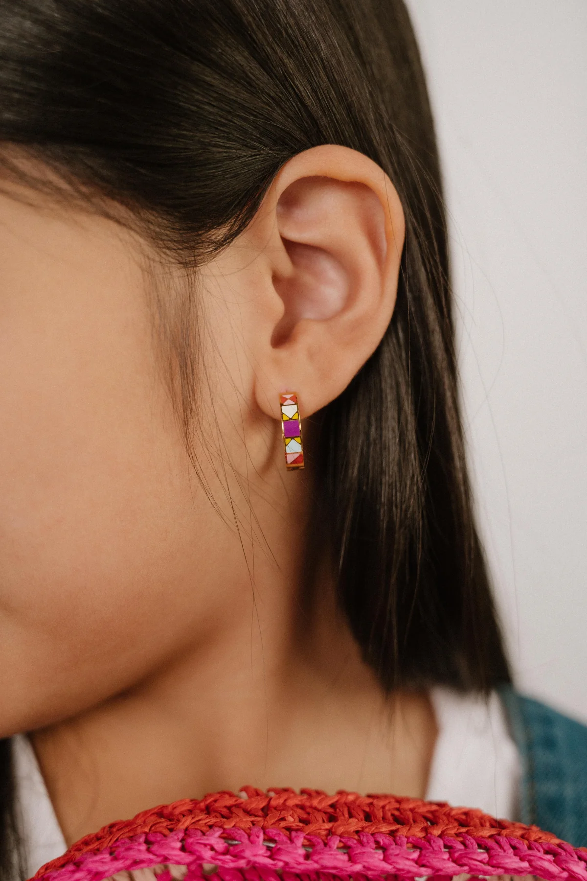 Patchwork Titanium Enamel Hoops - Image 2