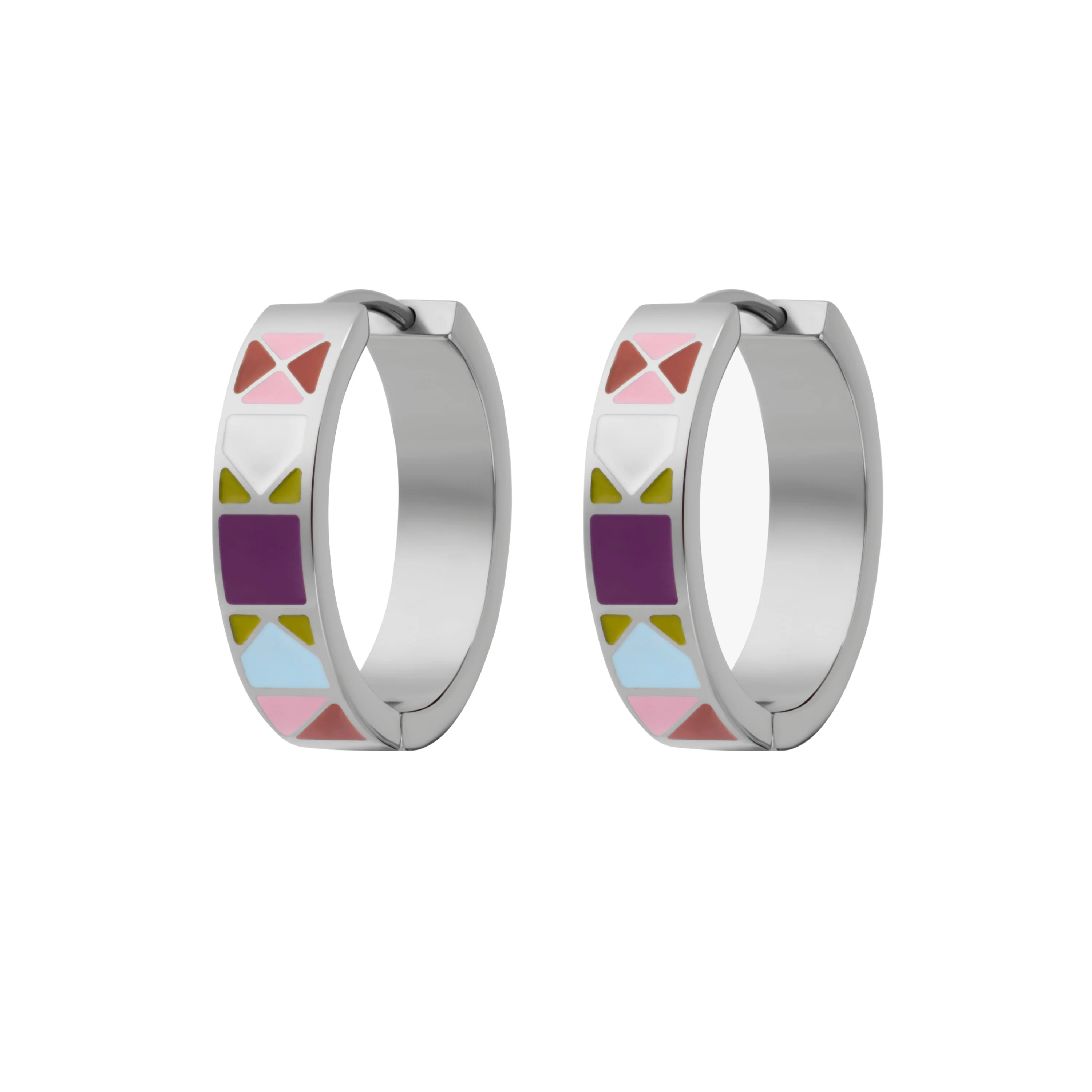 Patchwork Titanium Enamel Hoops - Image 5