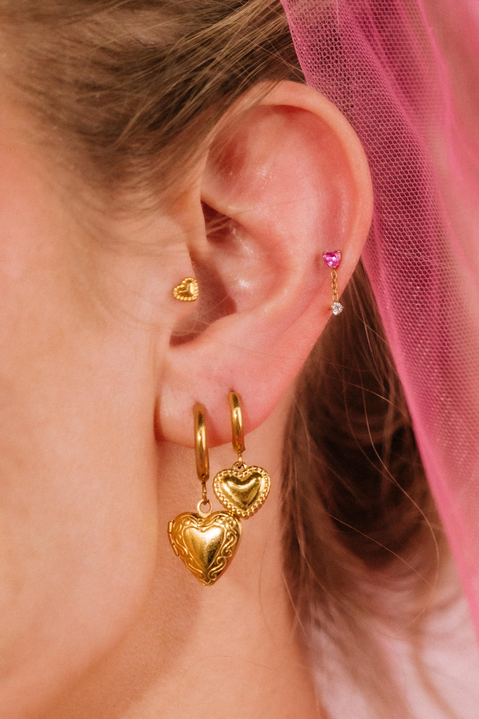 Pillow Heart Charm Hoops - Image 3