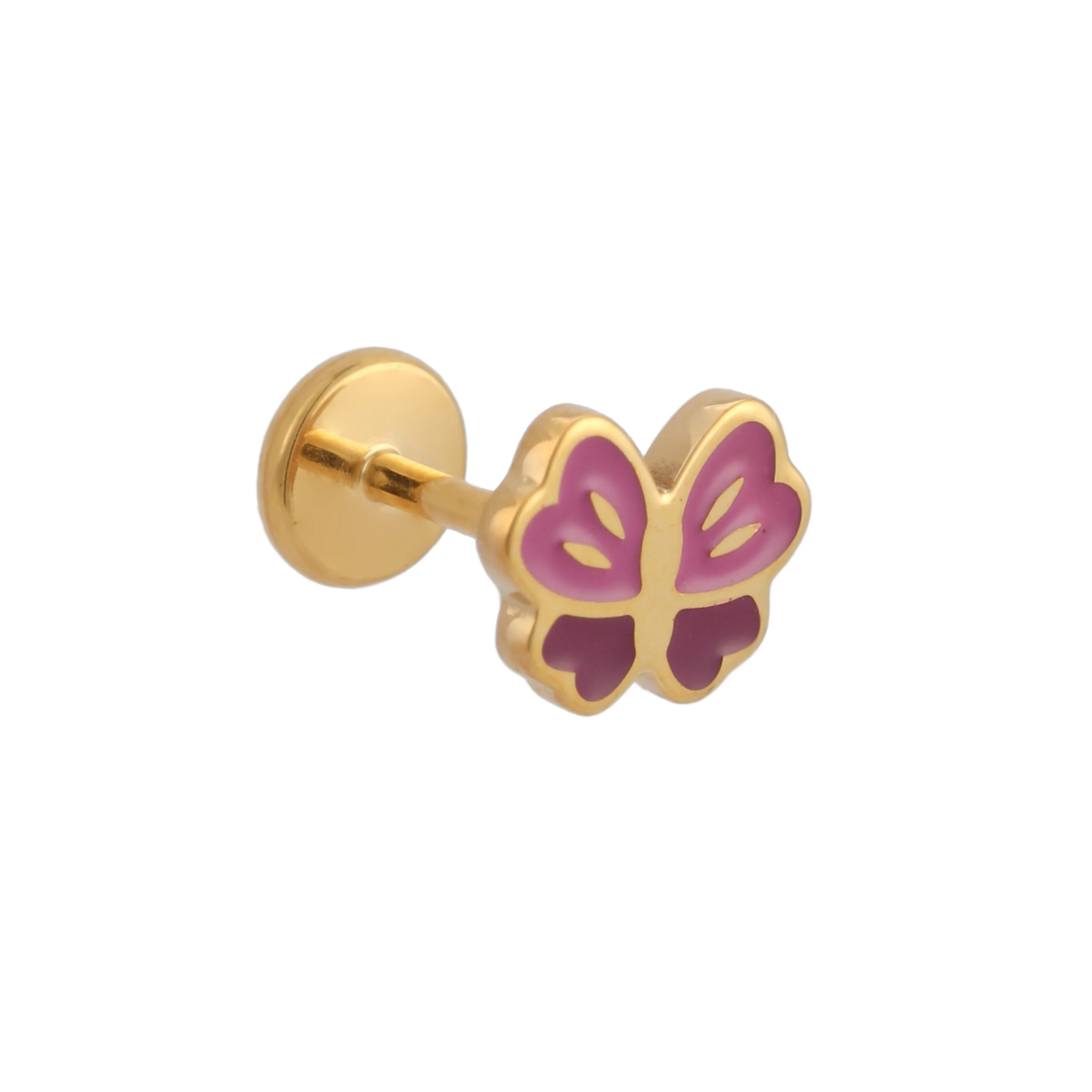 Pink Butterfly Enamel Flat Back Stud