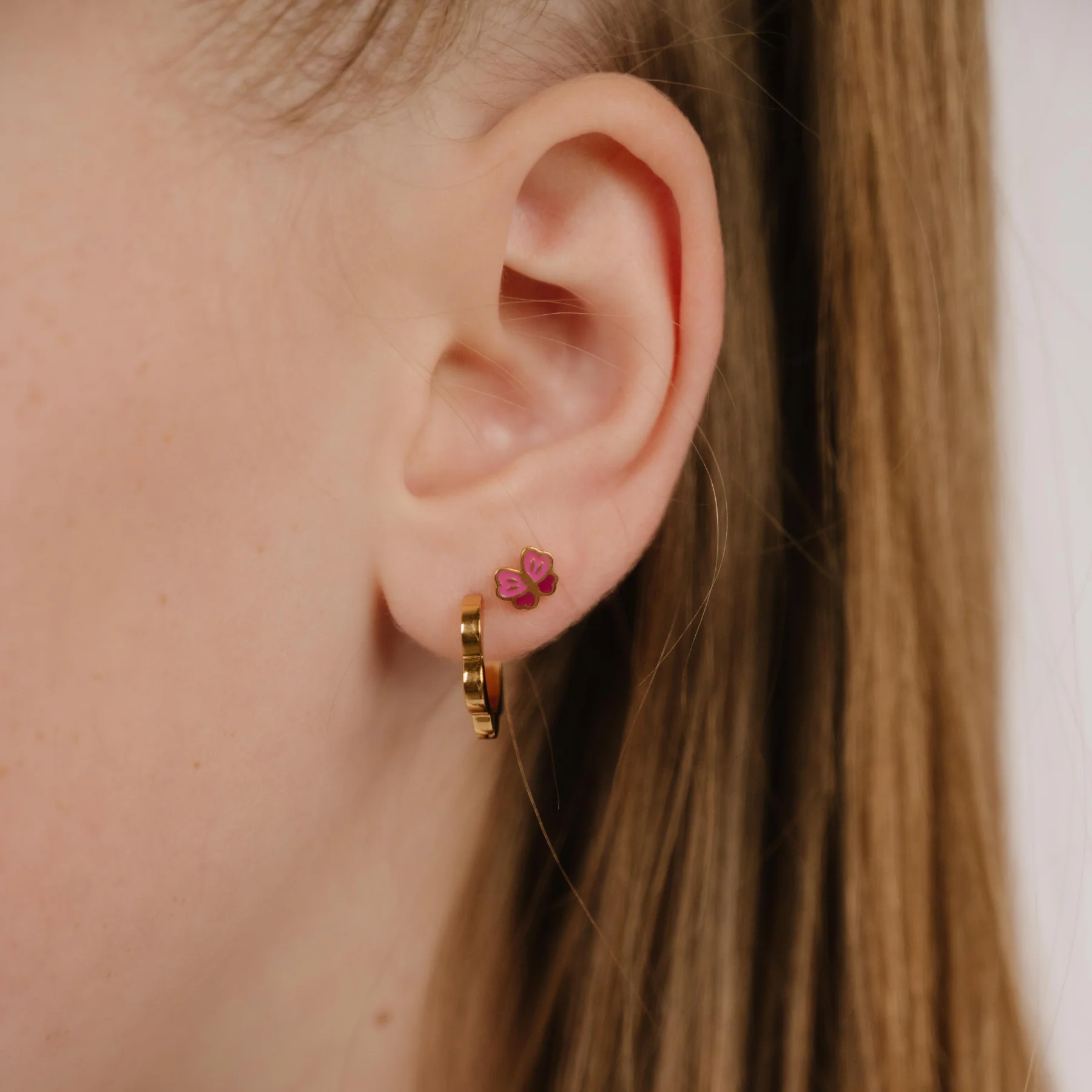 Pink Butterfly Enamel Flat Back Stud - Image 2