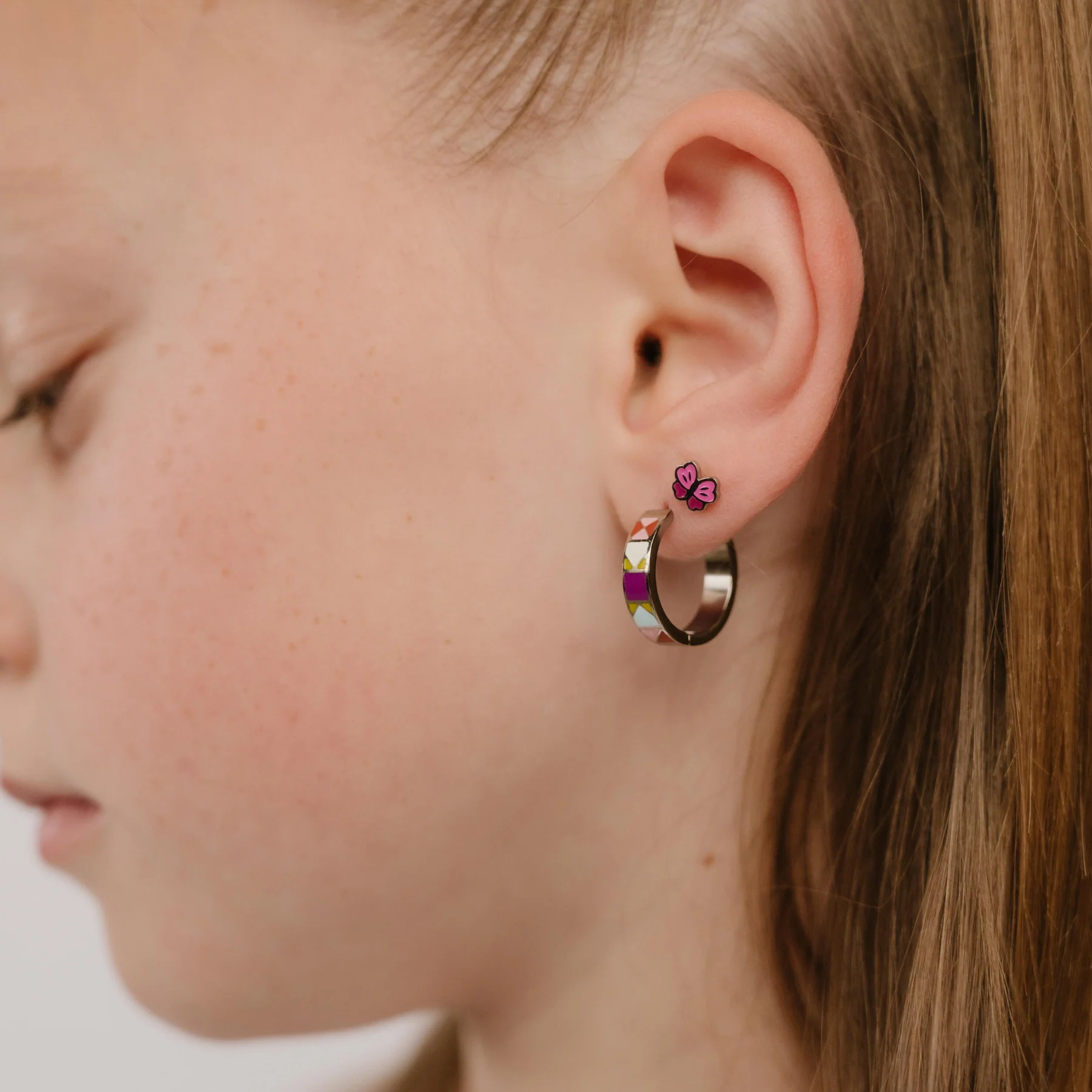 Pink Butterfly Enamel Flat Back Stud - Image 4