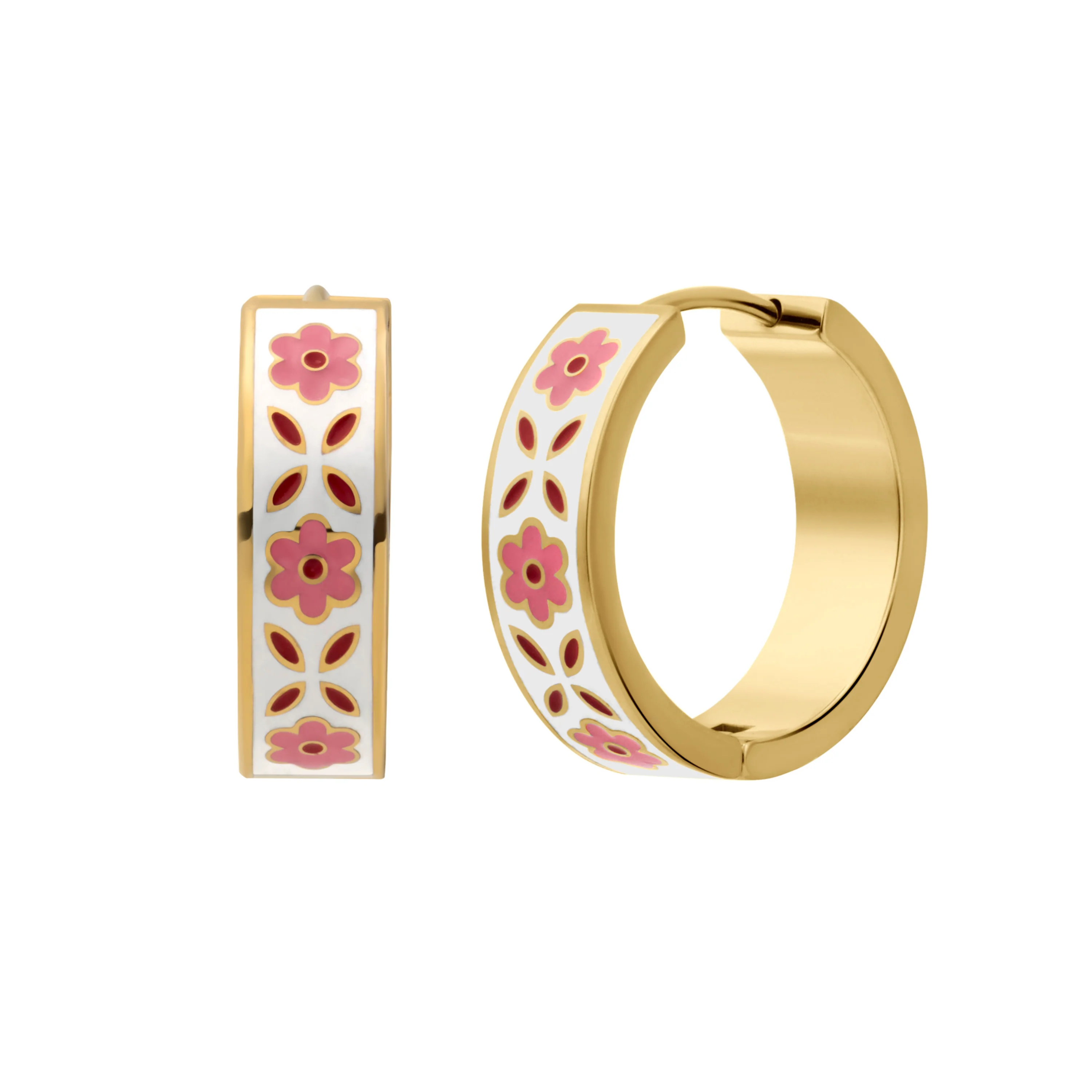 Pink Folk Enamel Hoops