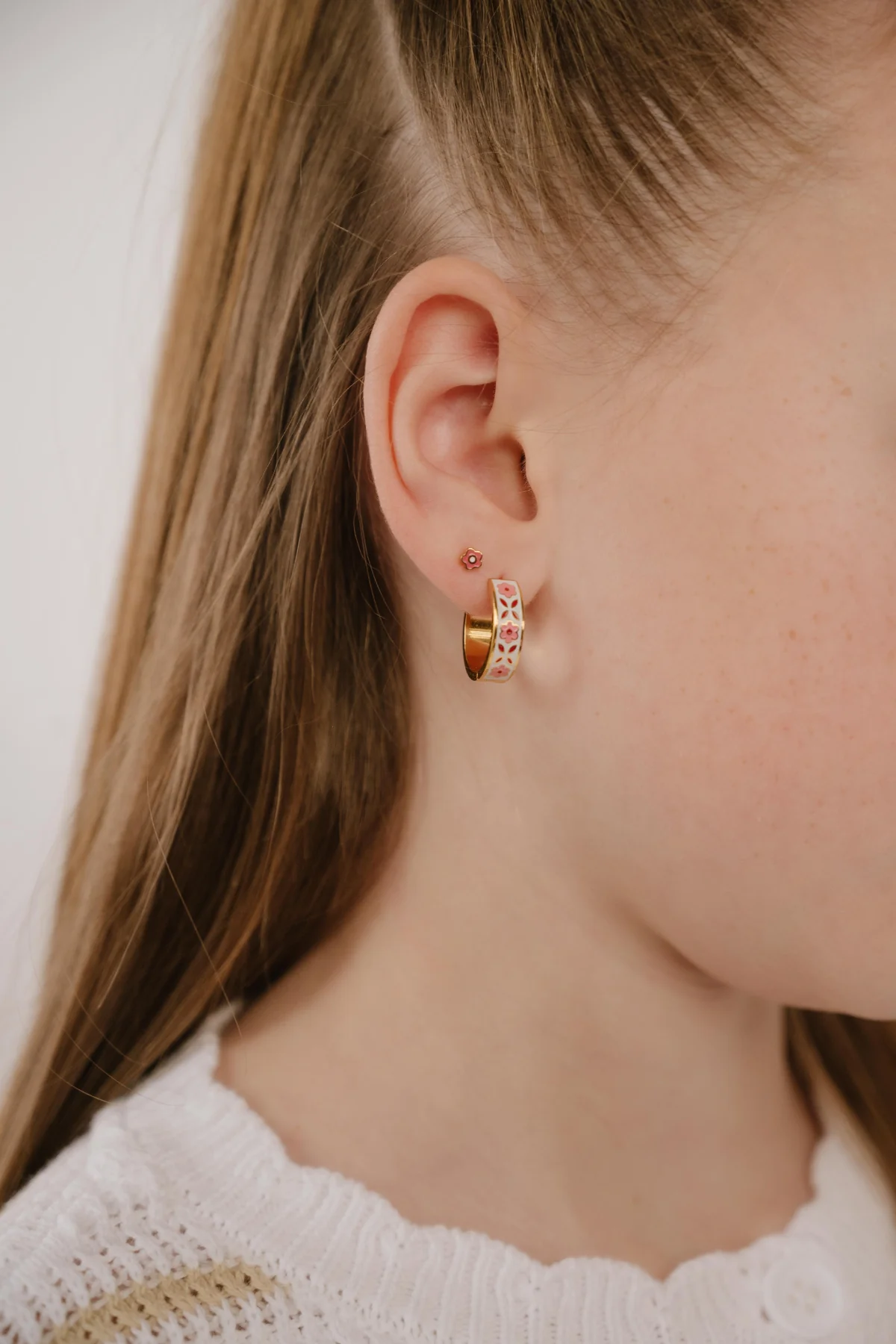 Pink Folk Enamel Hoops - Image 3