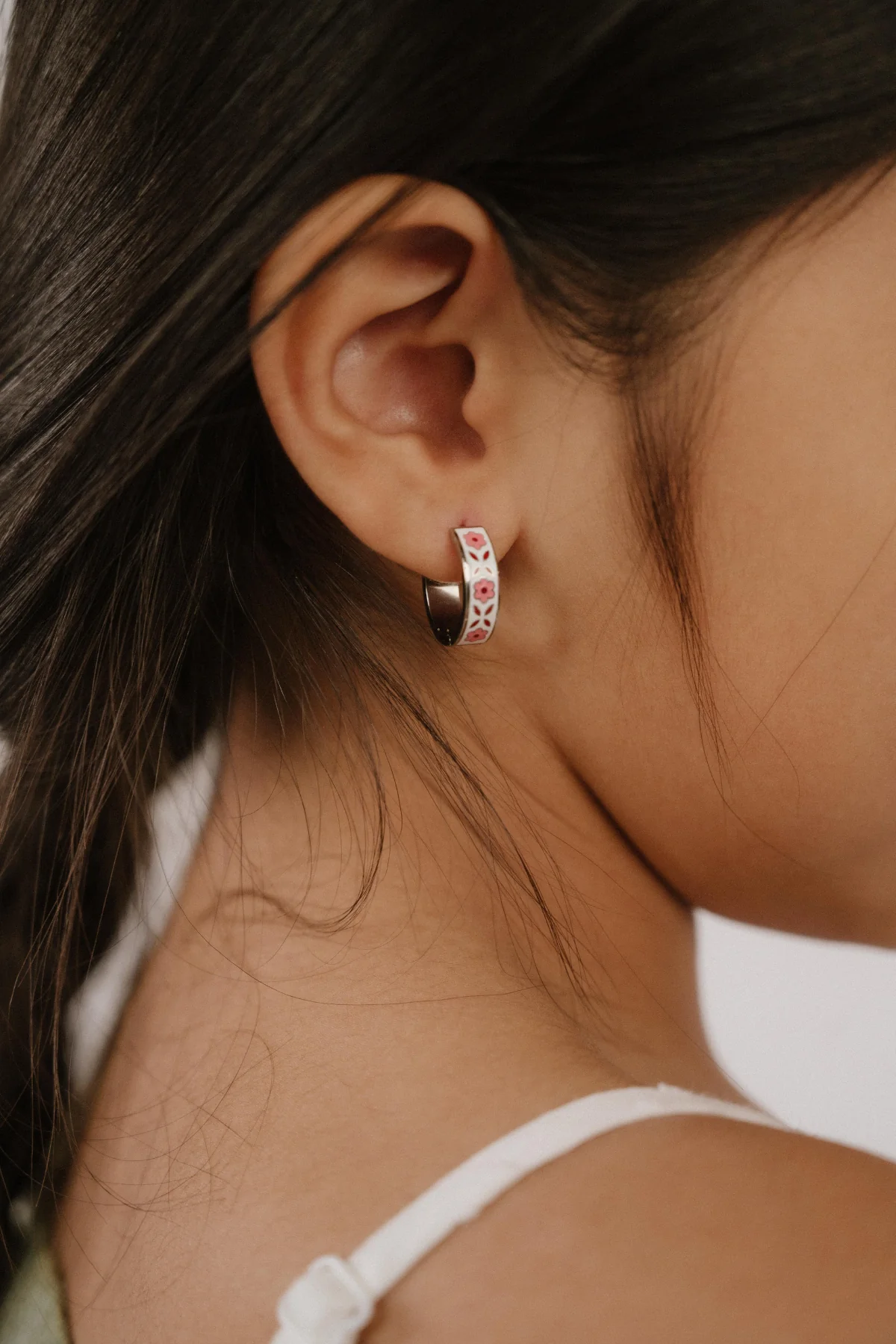 Pink Folk Enamel Hoops - Image 4