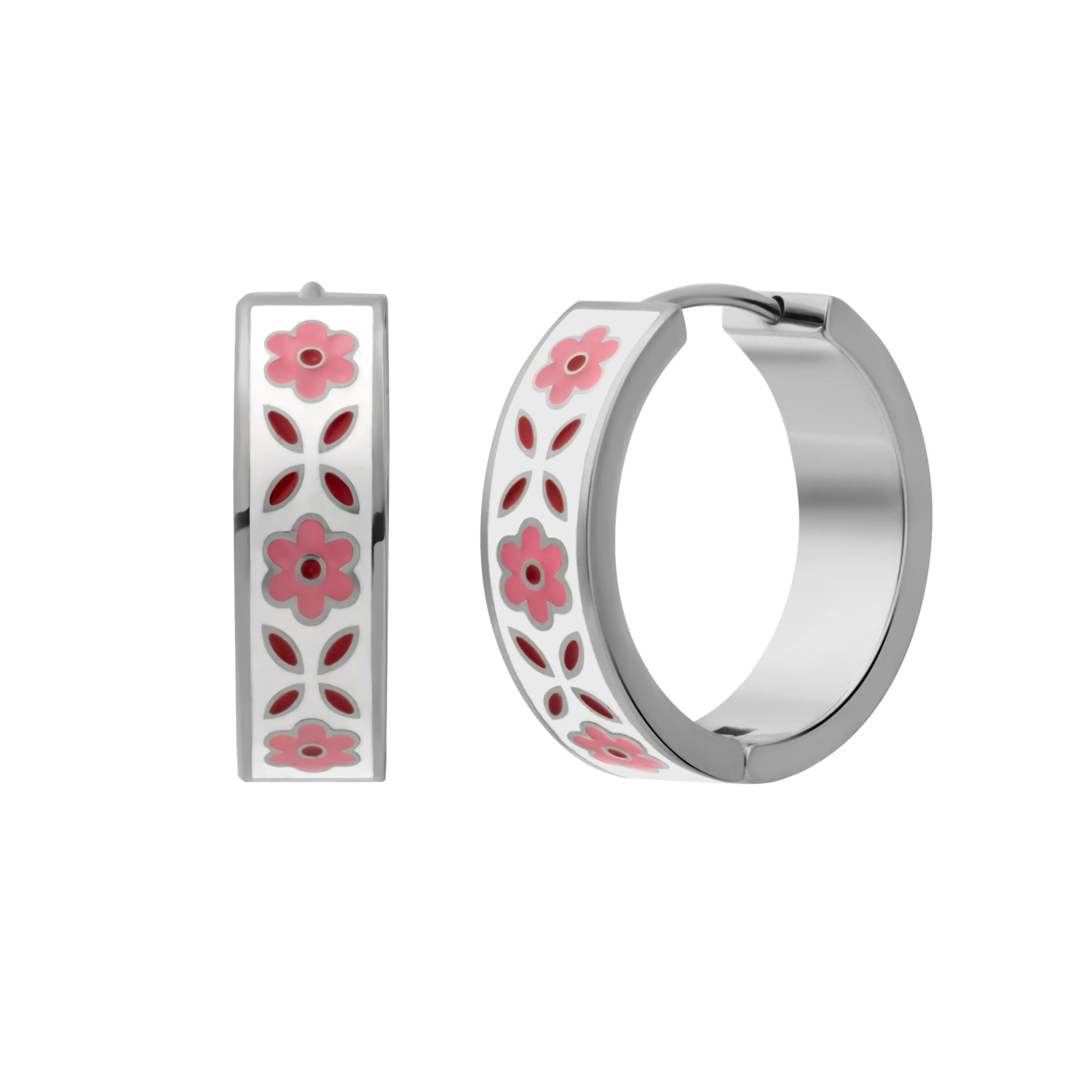 Pink Folk Enamel Hoops - Image 5