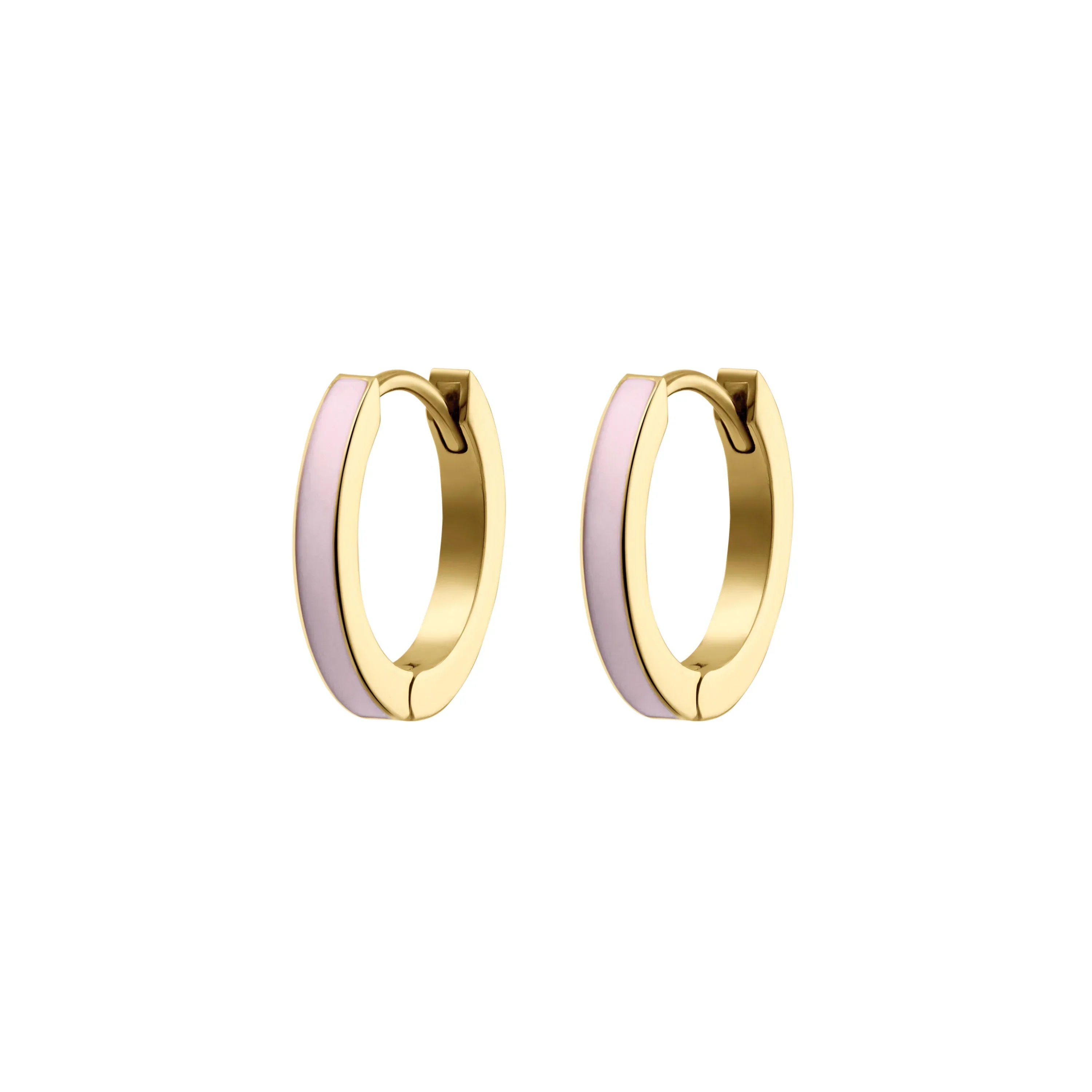 Pink Titanium Stripe Enamel Hoops