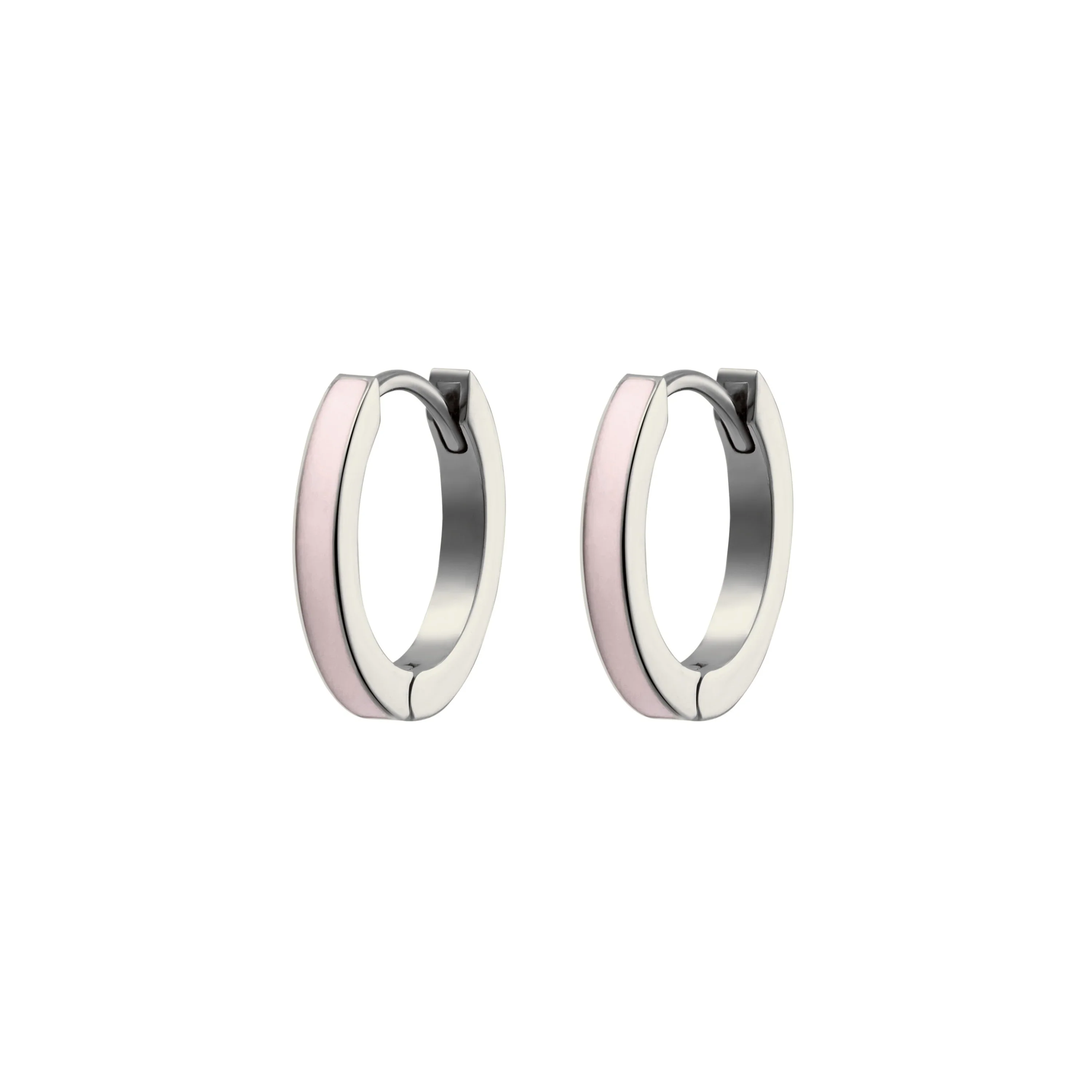 Pink Titanium Stripe Enamel Hoops - Image 2