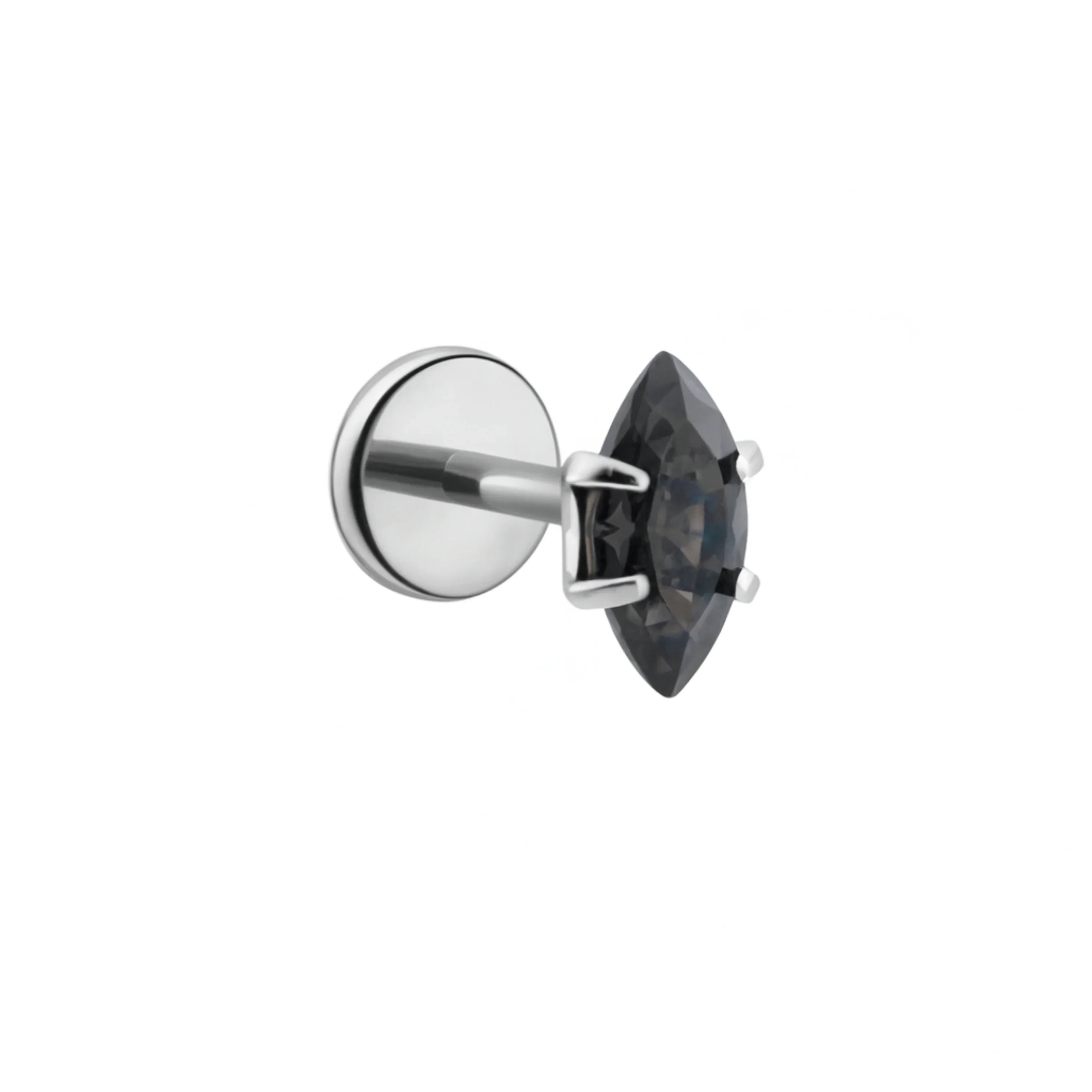 Prong-Set Marquise Flat Back Stud - Onyx - Image 2