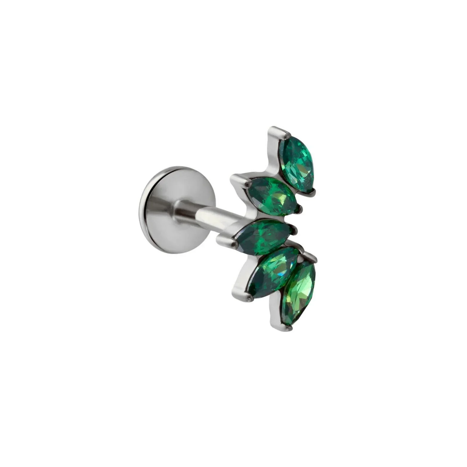 Deco Marquise Fan Flat Back Stud - Green - Image 7