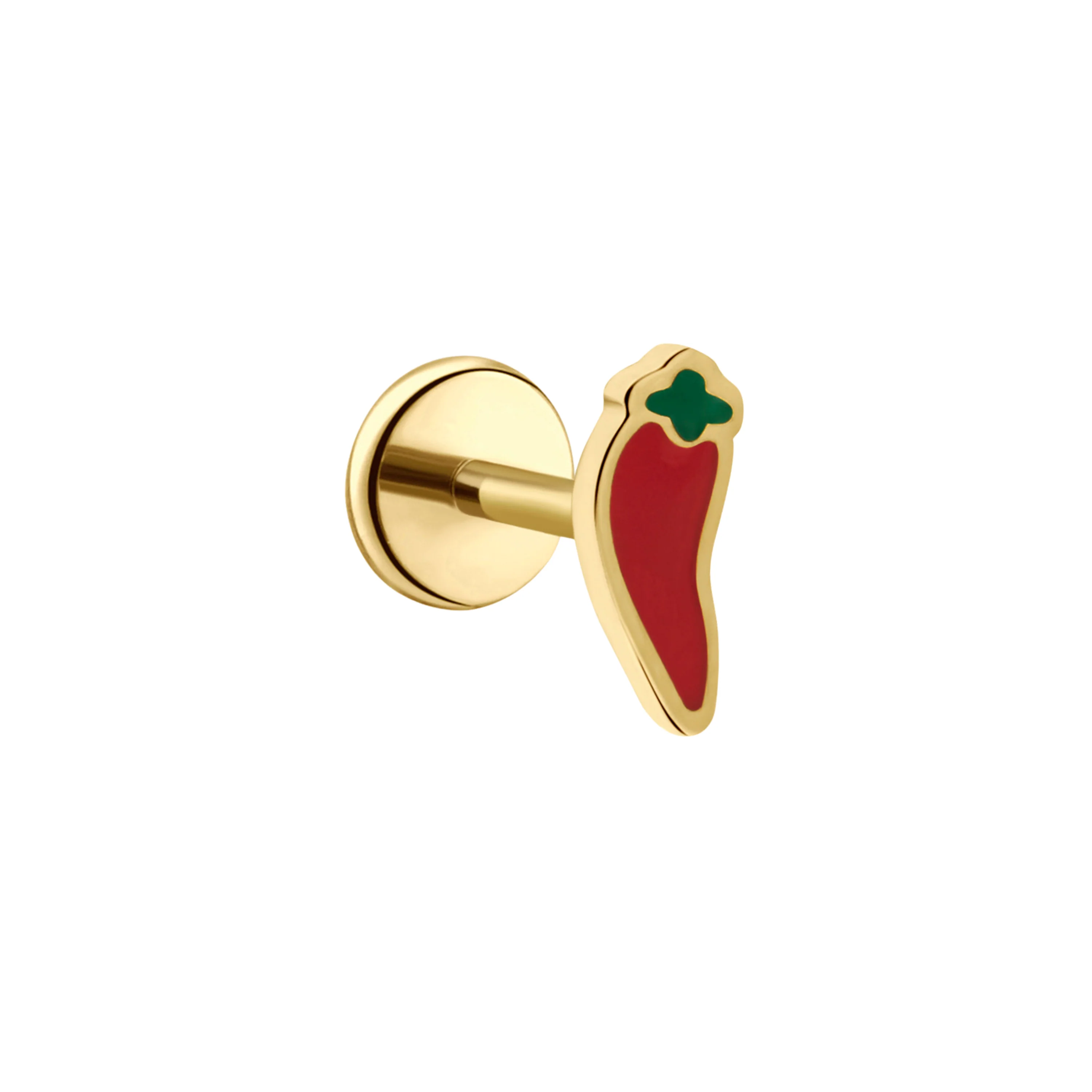Red Chili Enamel Flat Back Stud