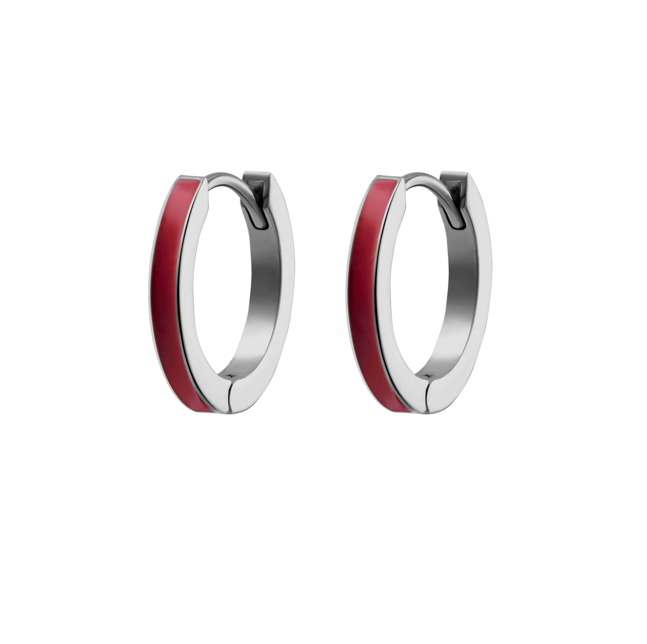 Red Stripe Enamel Titanium Hoops - Image 6