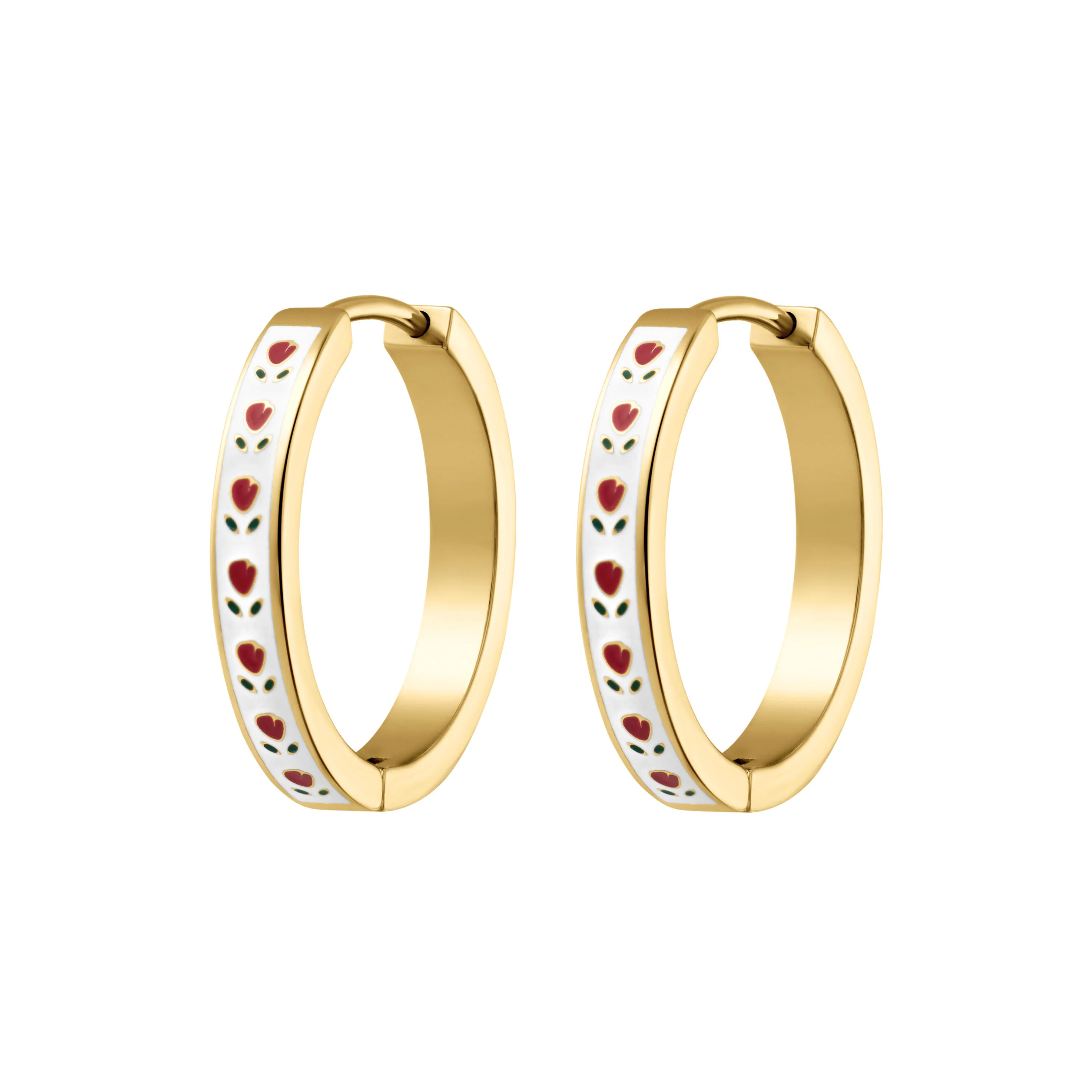 Rose Petal Enamel Hoops
