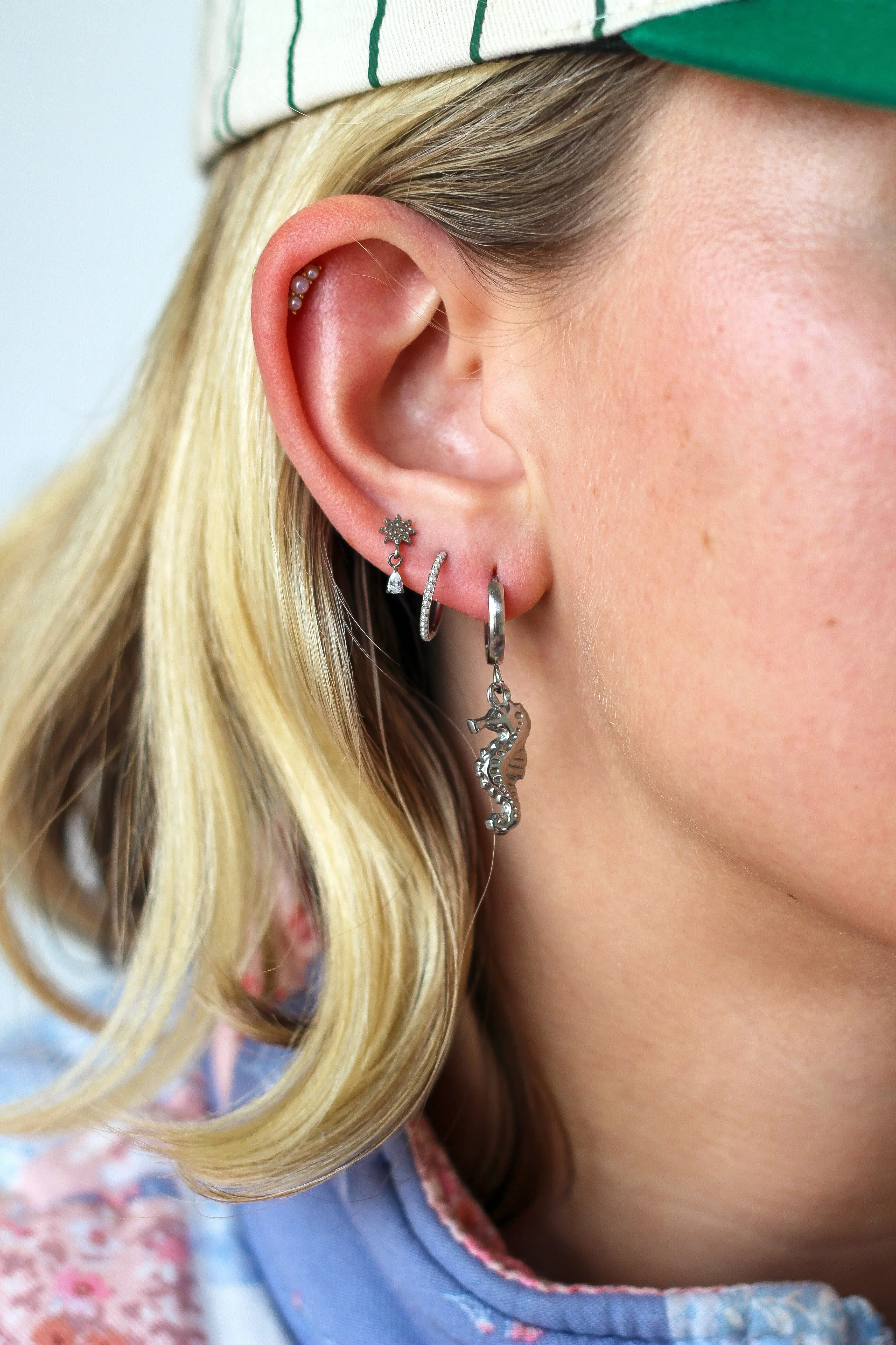 Seahorse Charm Hoops - Image 3
