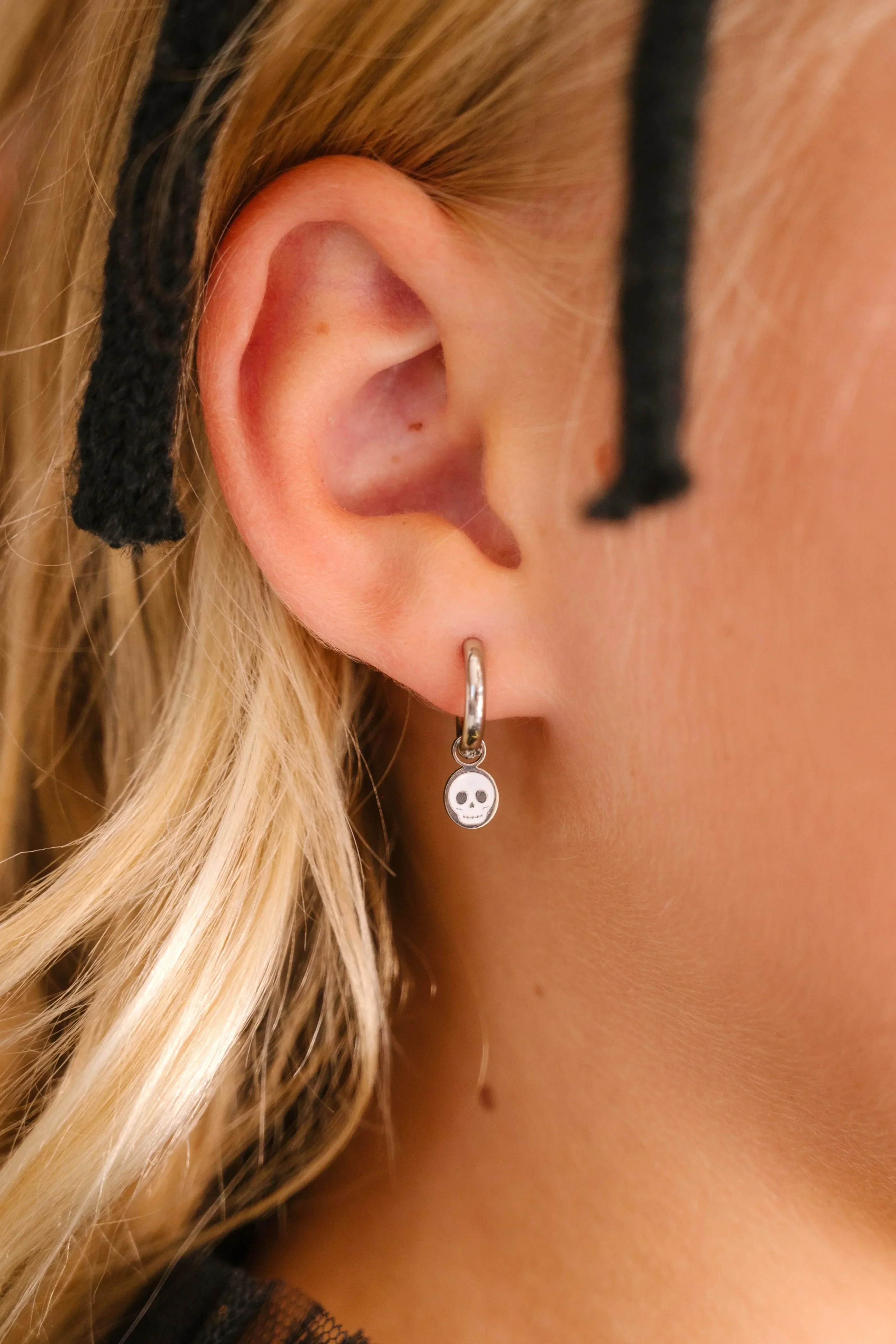 Skull Enamel Hoop Charm - Image 2