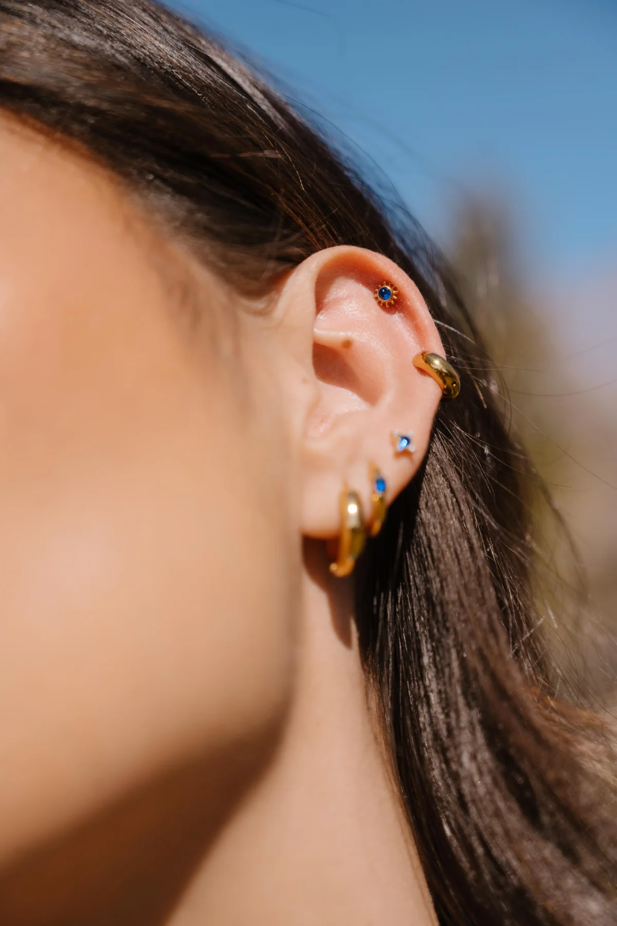 Solar Halo Flat Back Stud - Sapphire - Image 3