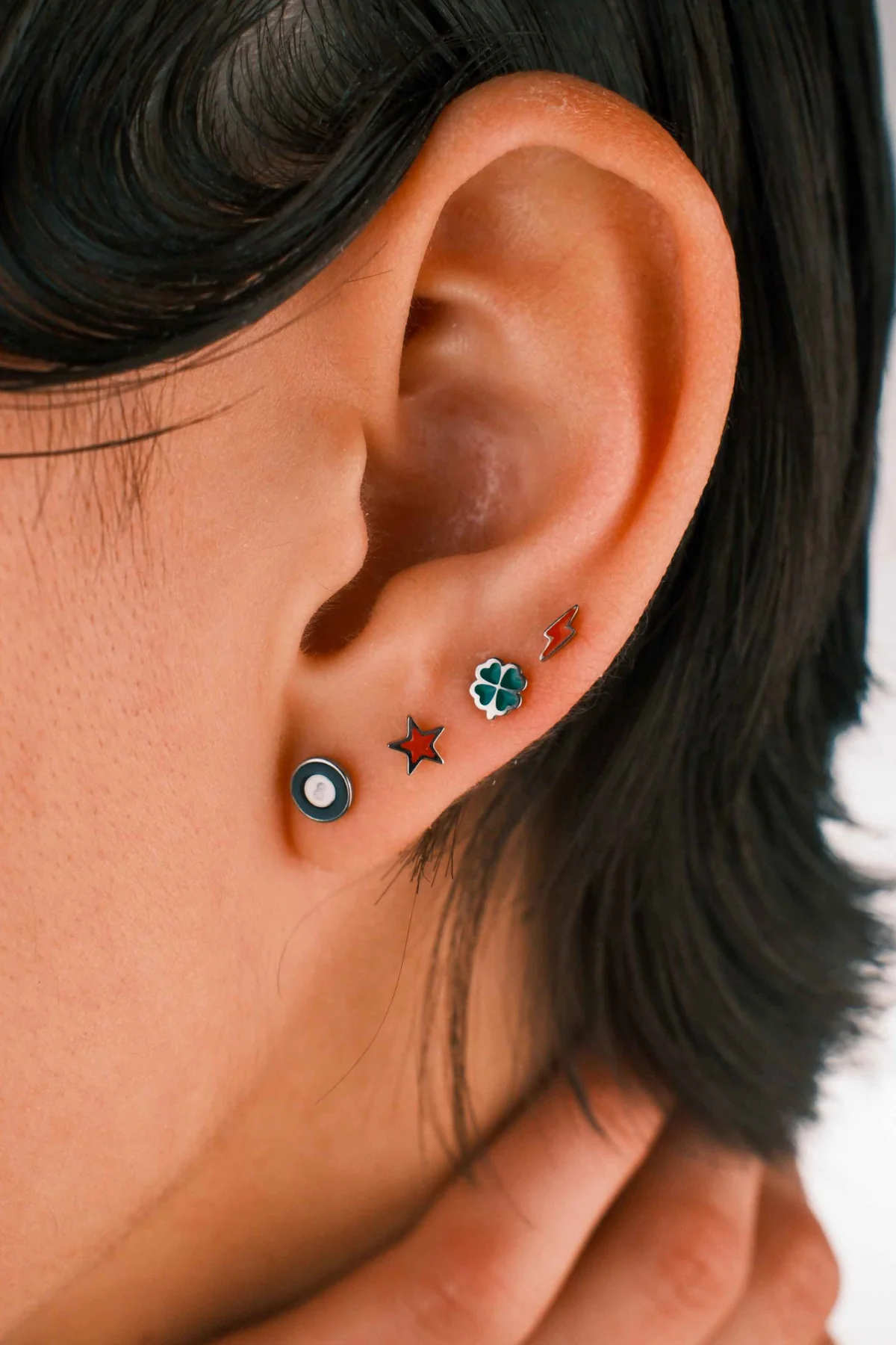 Star Enamel Flat Back Stud - Cherry Red - Image 2