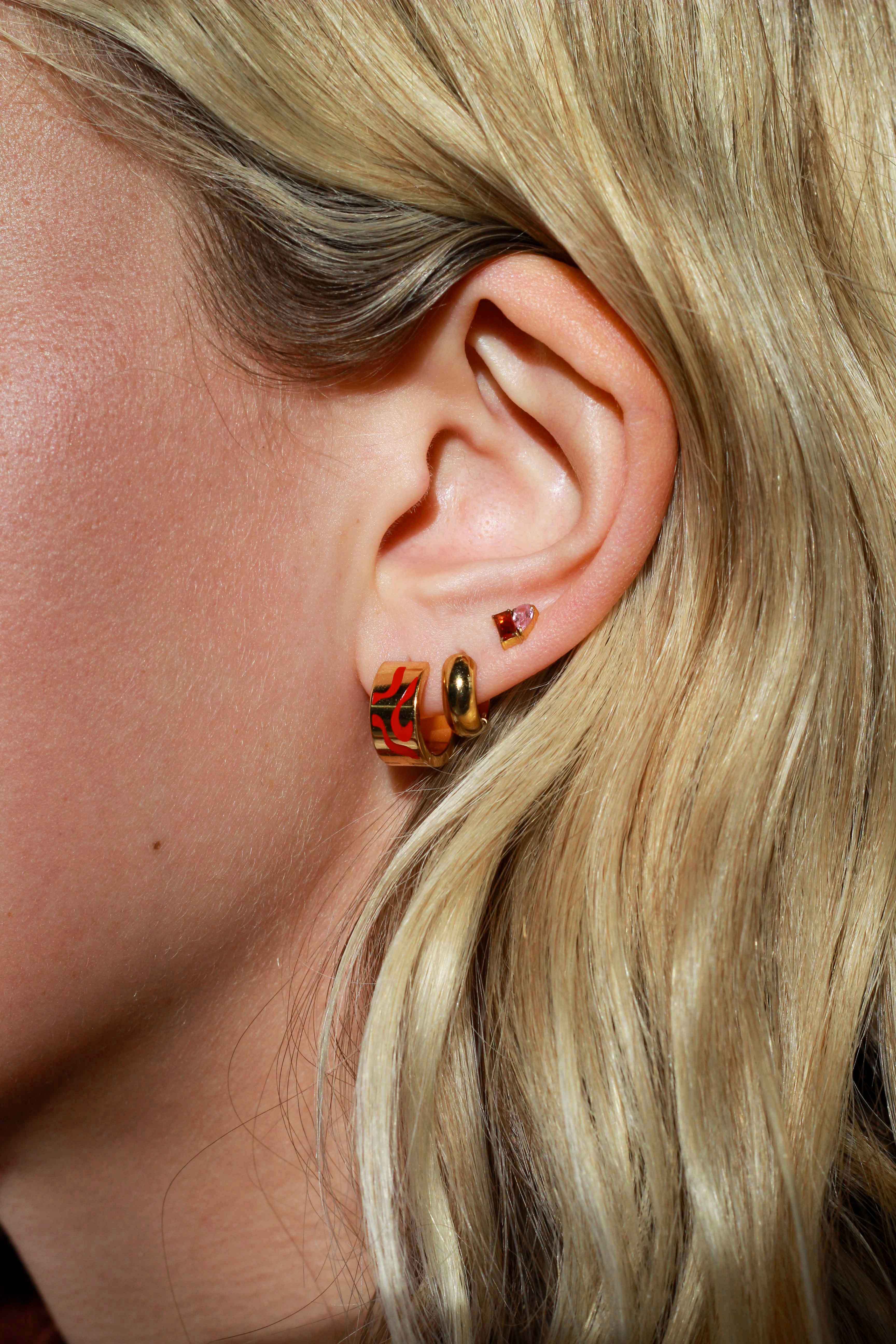 Swirl Titanium Hoops - Cherry Red - Image 4
