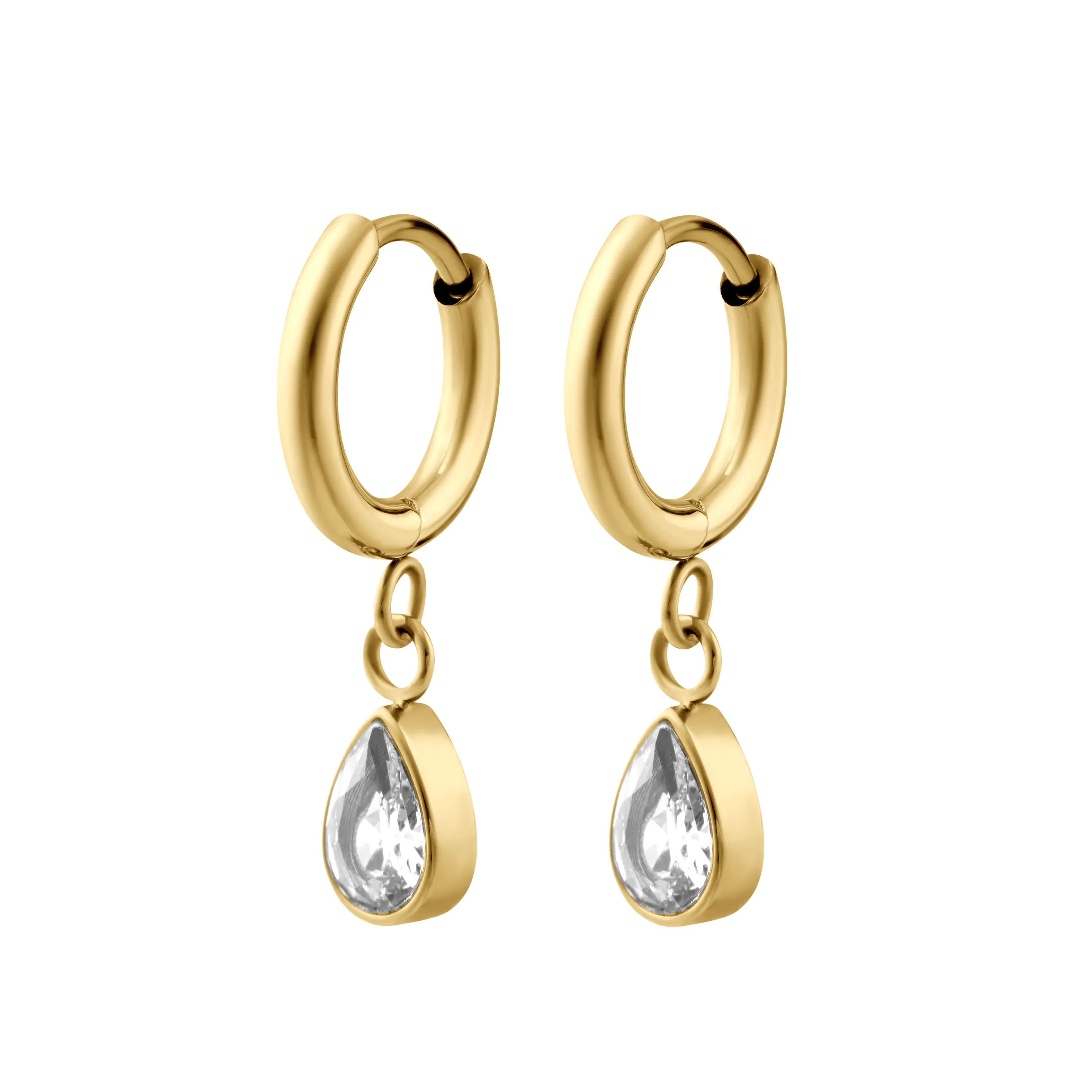 Teardrop Bezel-Set Zirconia Hoops