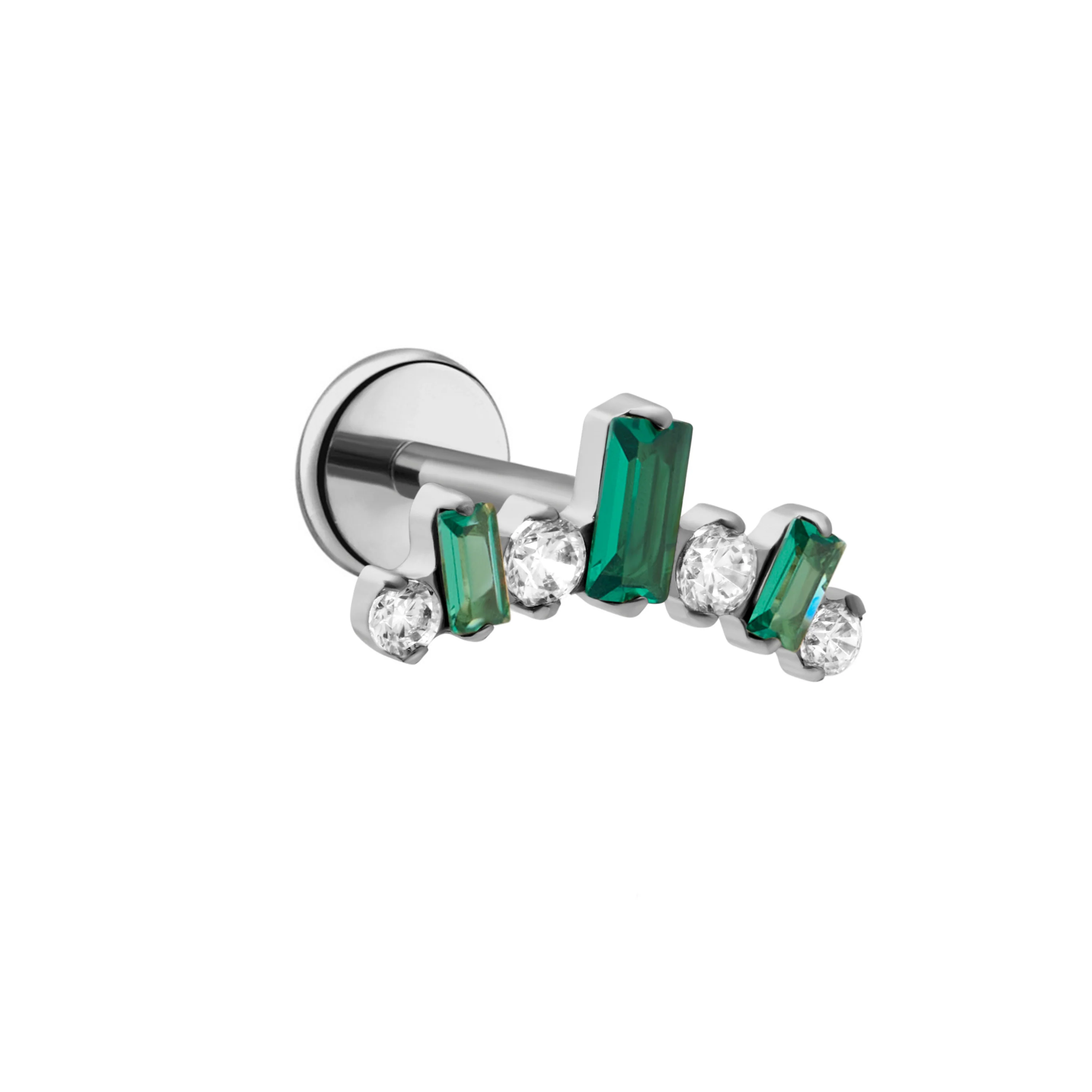 Tiara Flat Back Stud - Emerald - Image 7