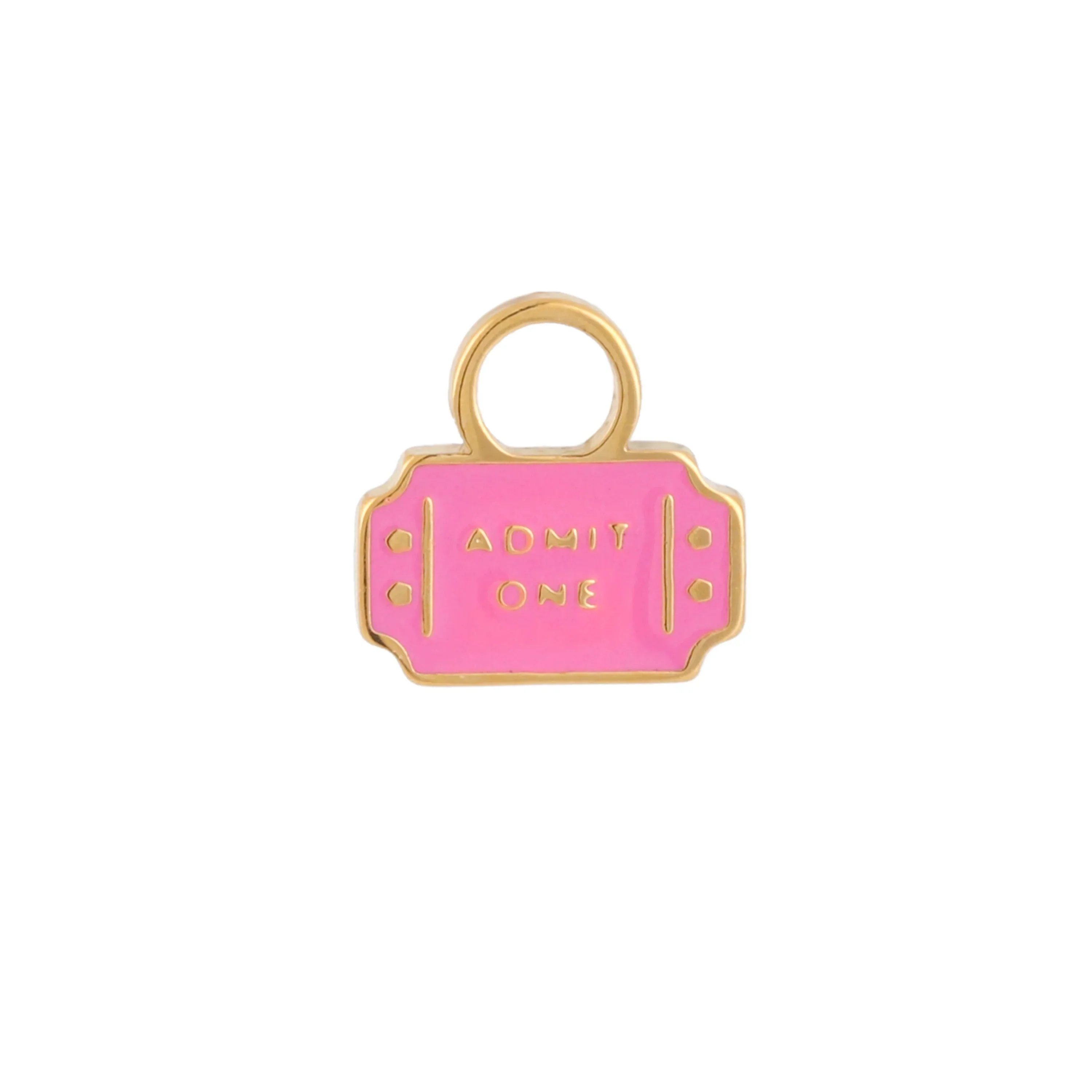 Ticket Enamel Hoop Charm
