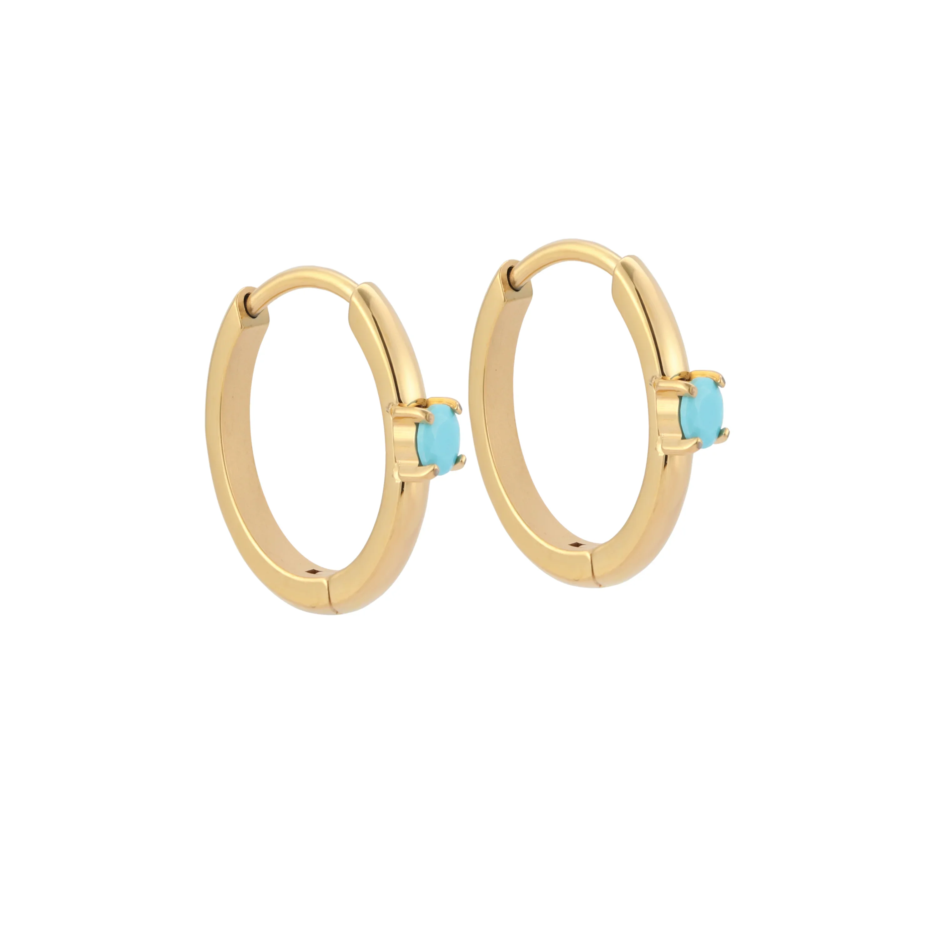 Titanium Solitaire Hoops (Blue Lagoon)