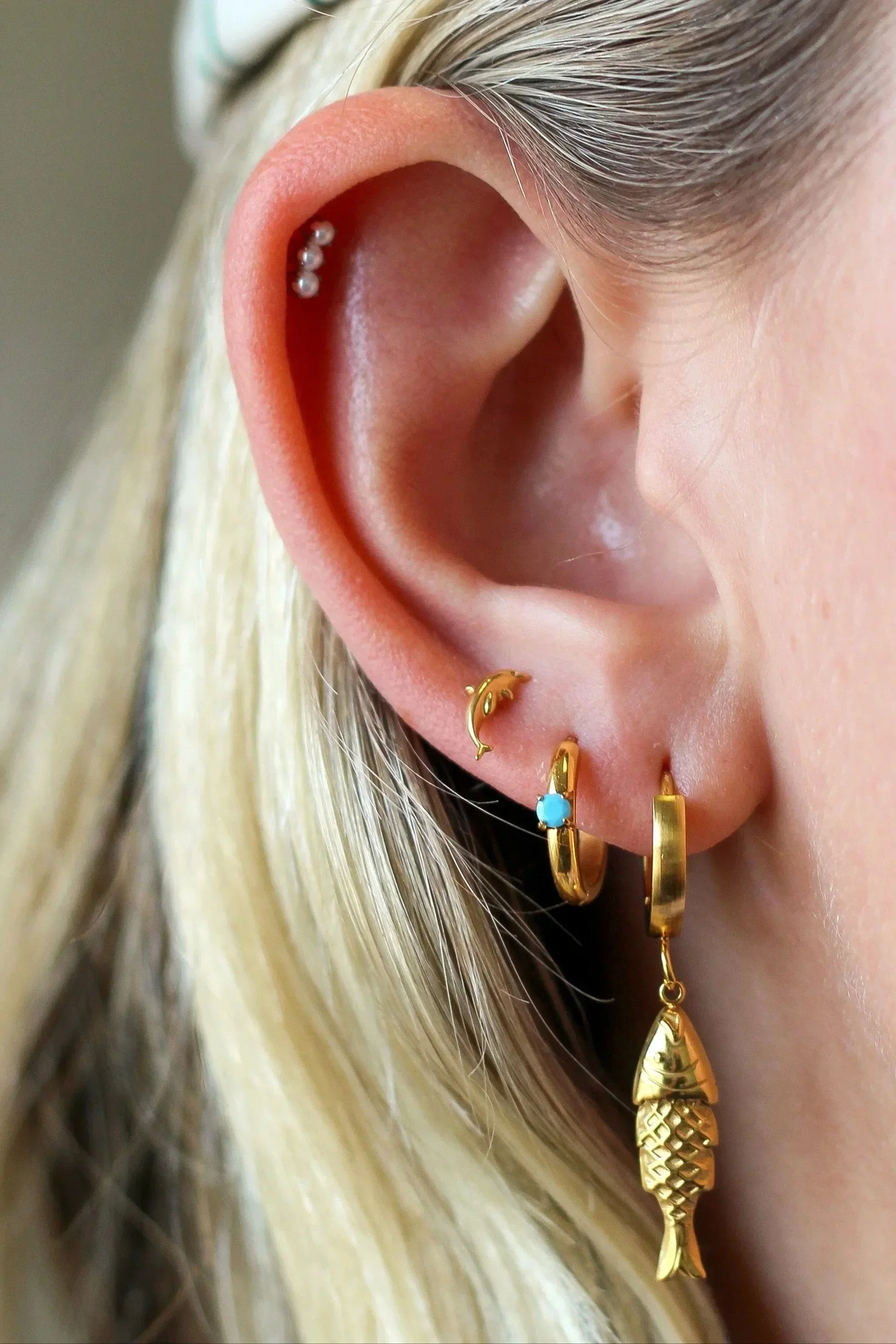 Titanium Solitaire Hoops (Blue Lagoon) - Image 2