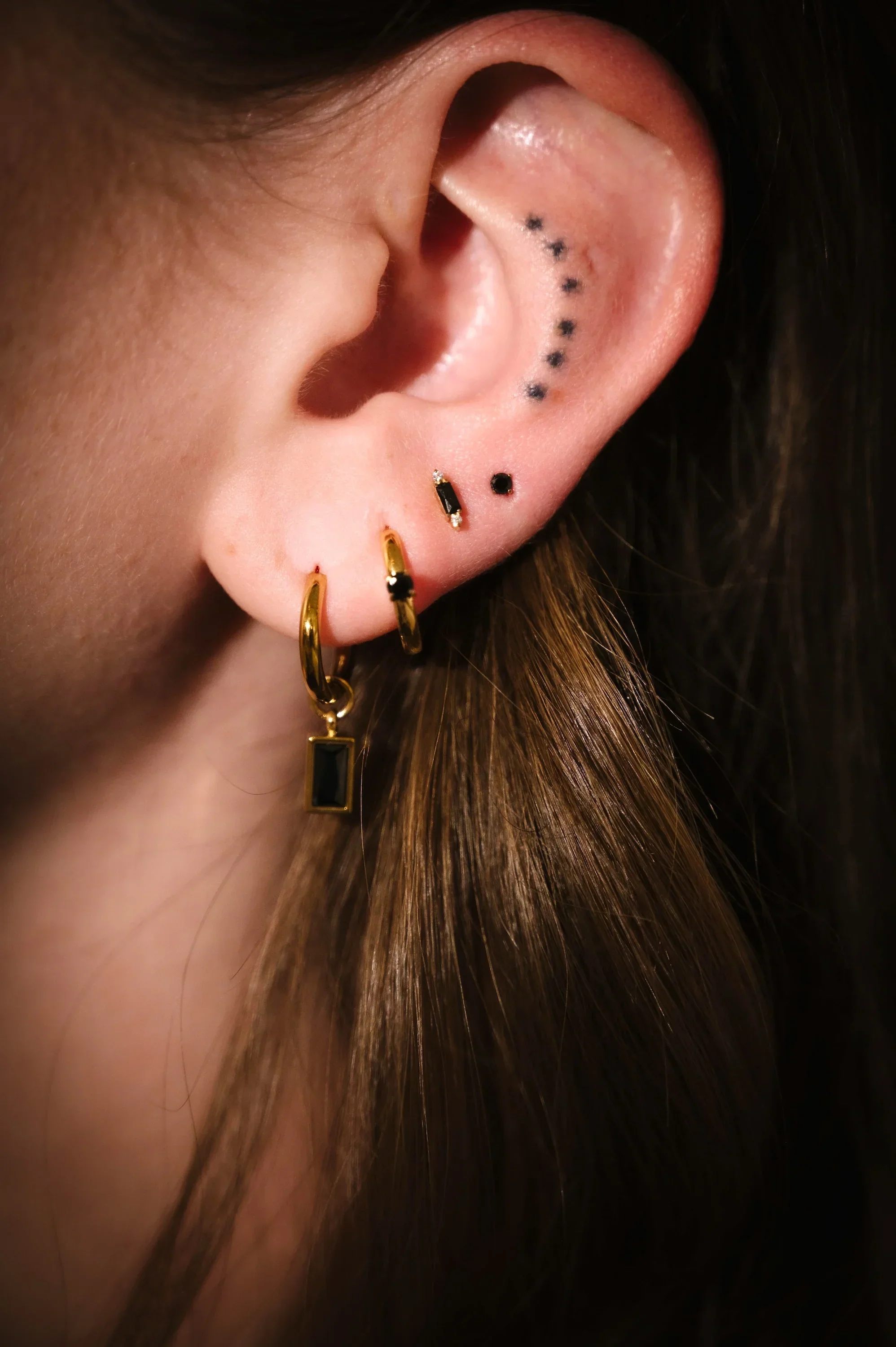 Titanium Solitaire Hoops - Onyx - Image 3