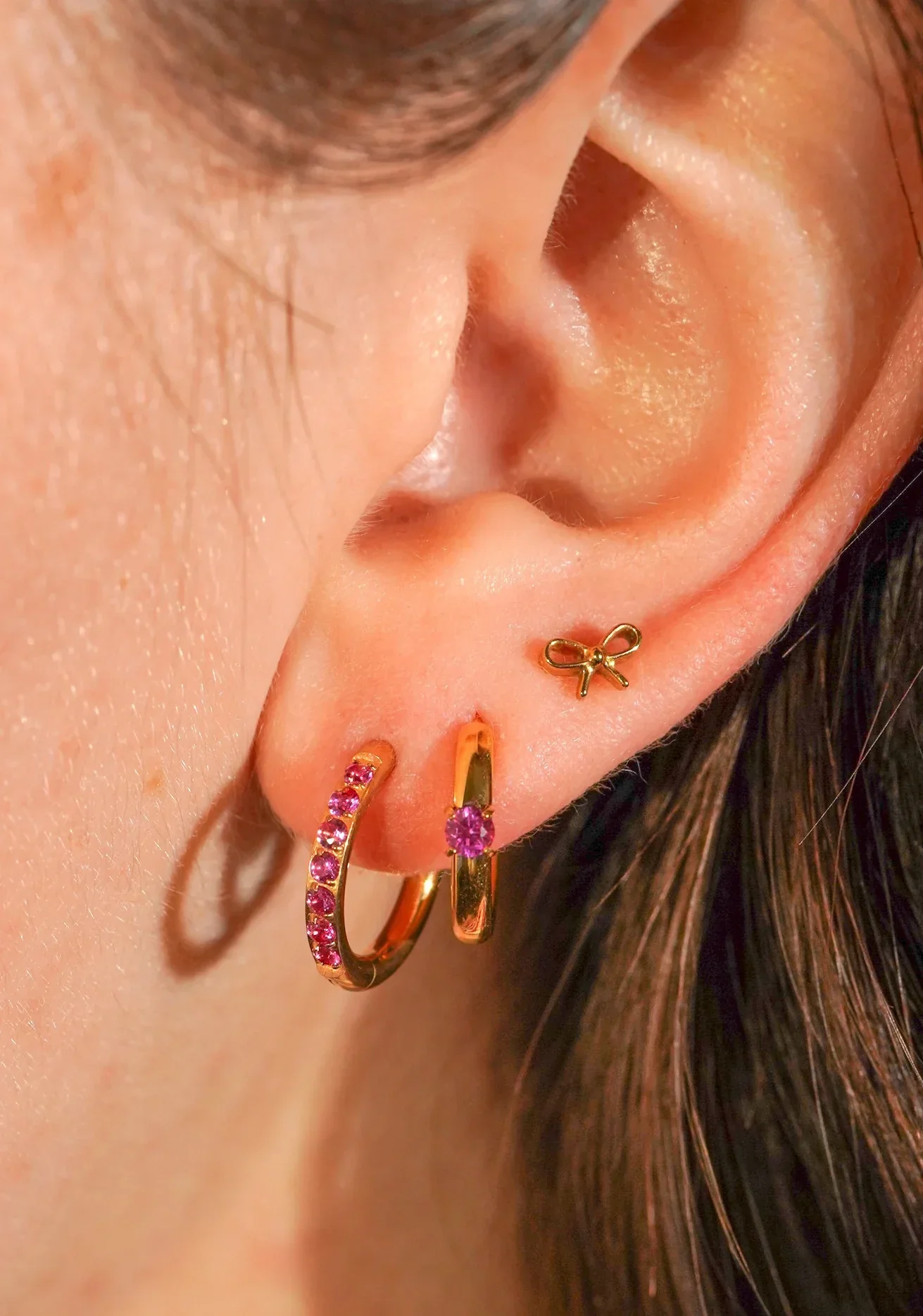 Titanium Solitaire Hoops - Rose - Image 2