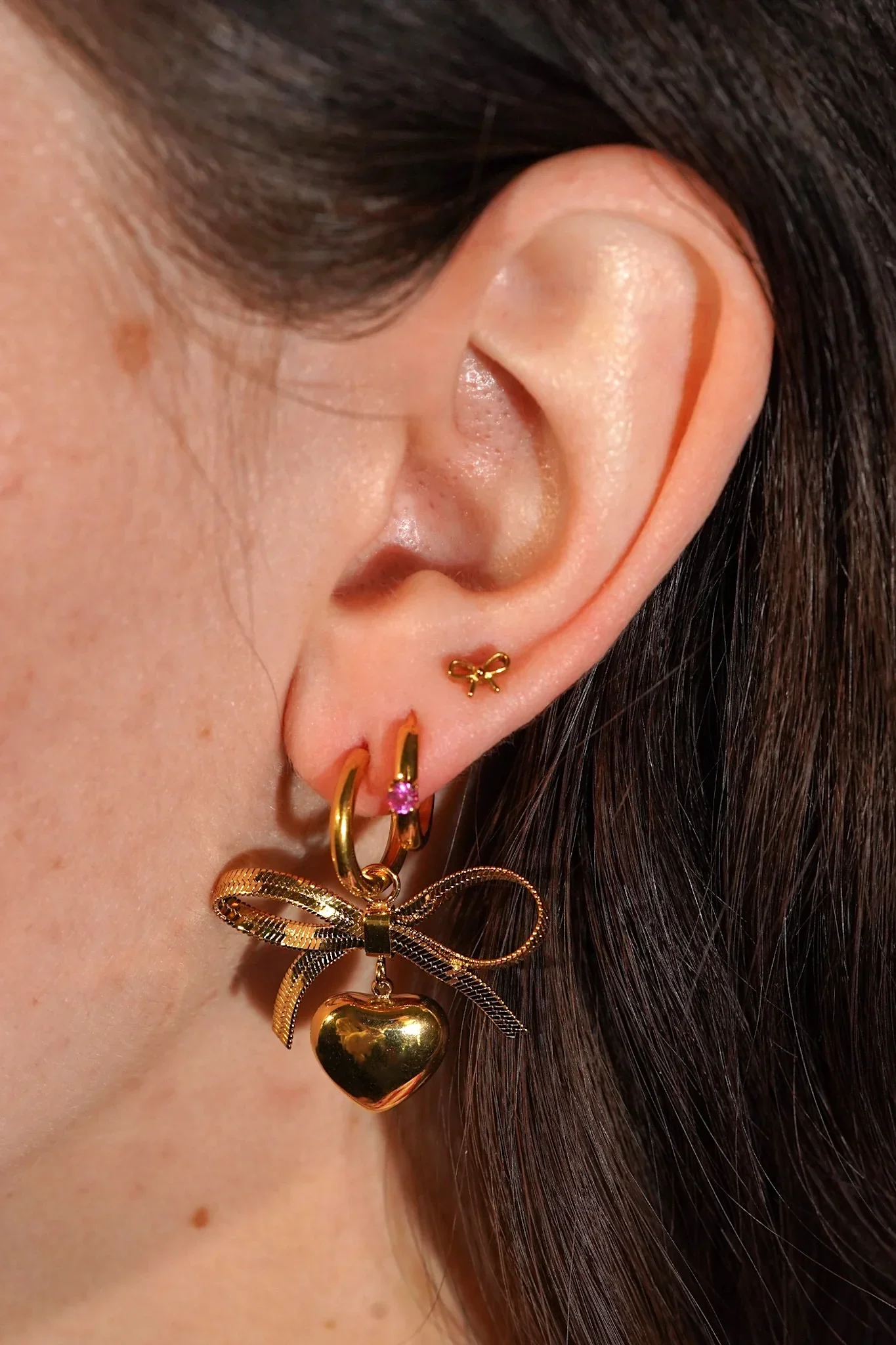 Titanium Solitaire Hoops - Rose - Image 4
