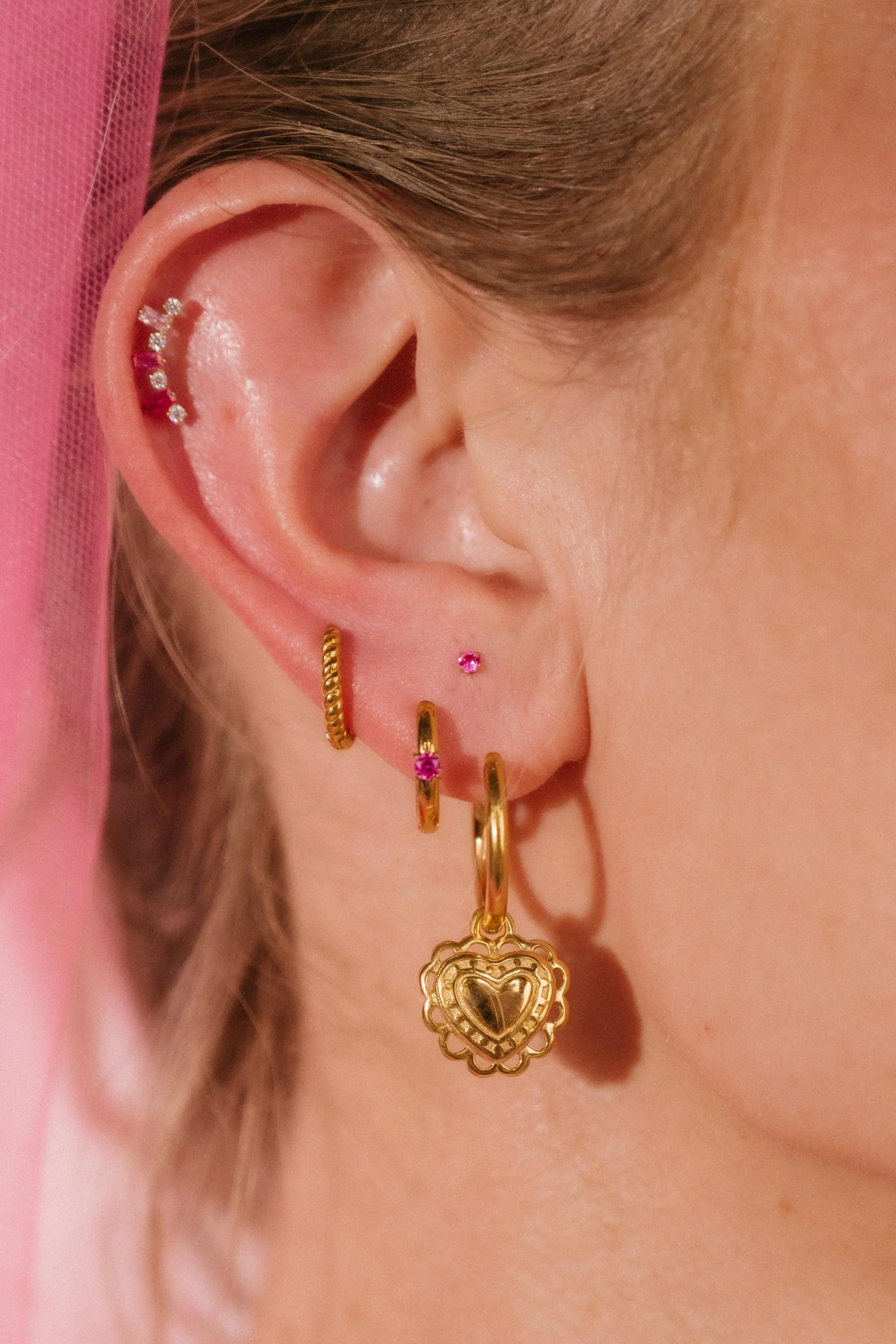 Titanium Solitaire Hoops - Rose - Image 5