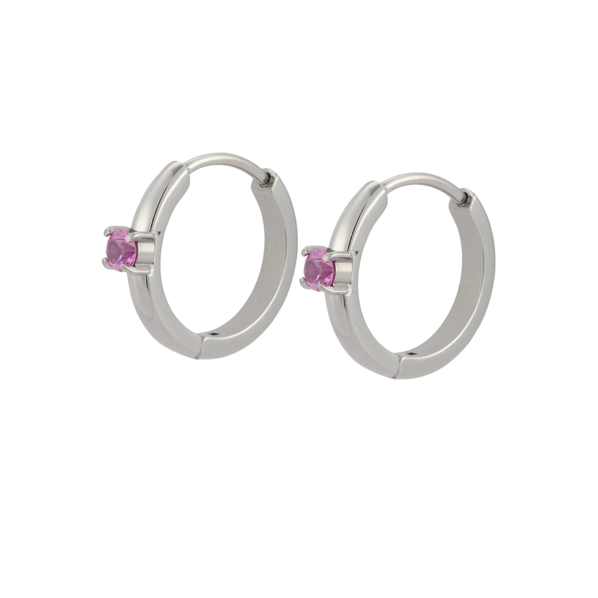 Titanium Solitaire Hoops - Rose - Image 6