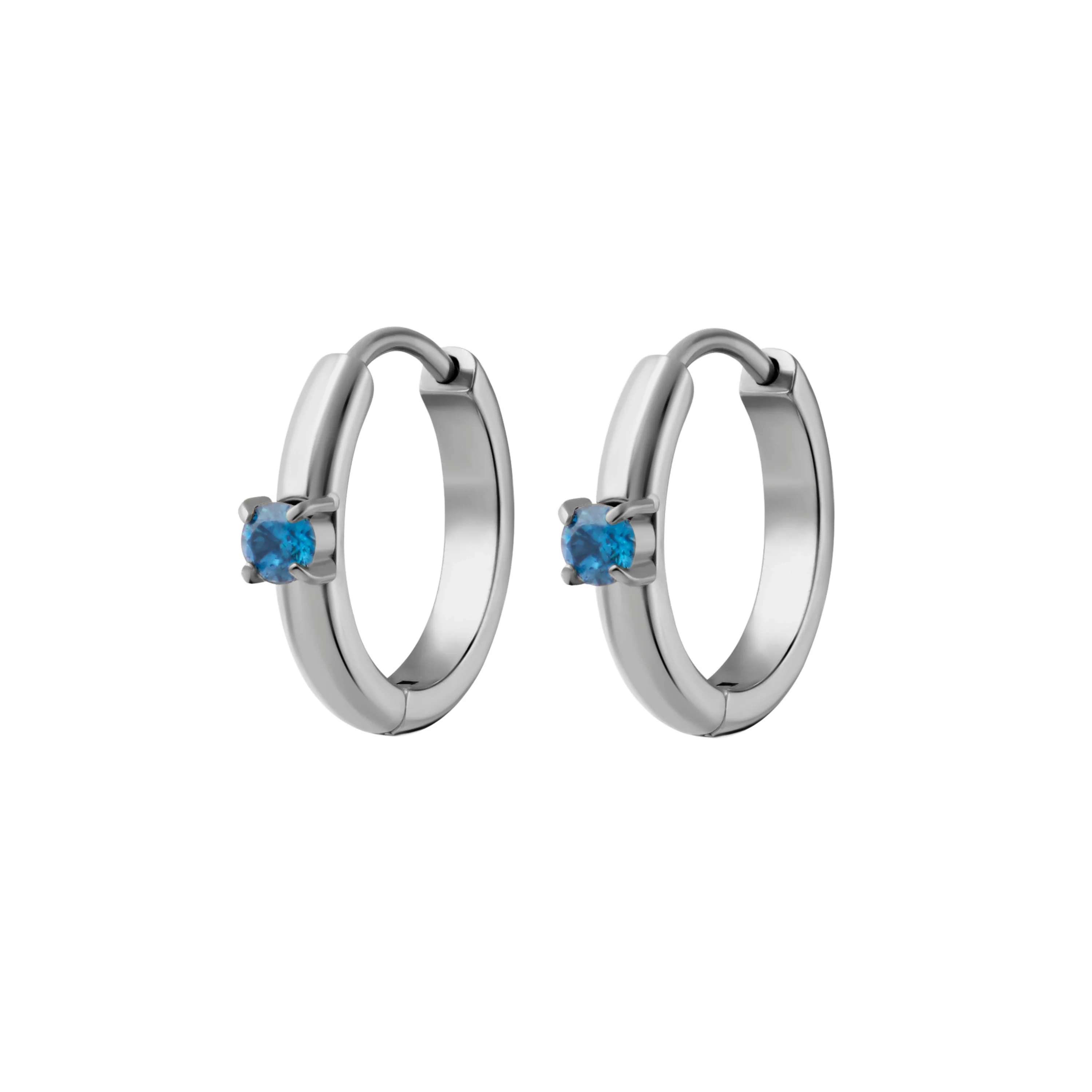 Titanium Solitaire Hoops - Storm Blue - Image 8