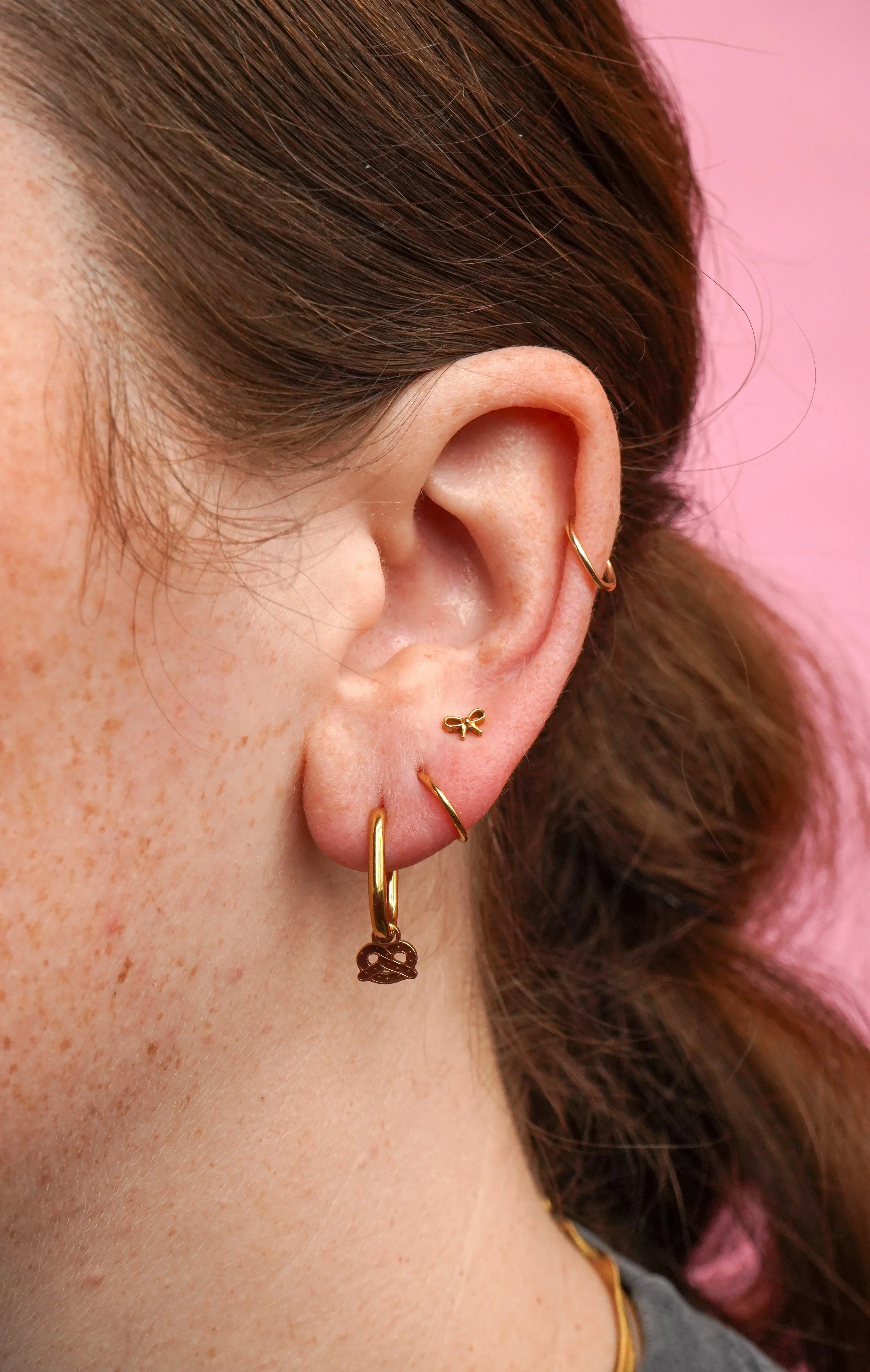 Toasted Pretzel Enamel Hoop Charm - Image 3