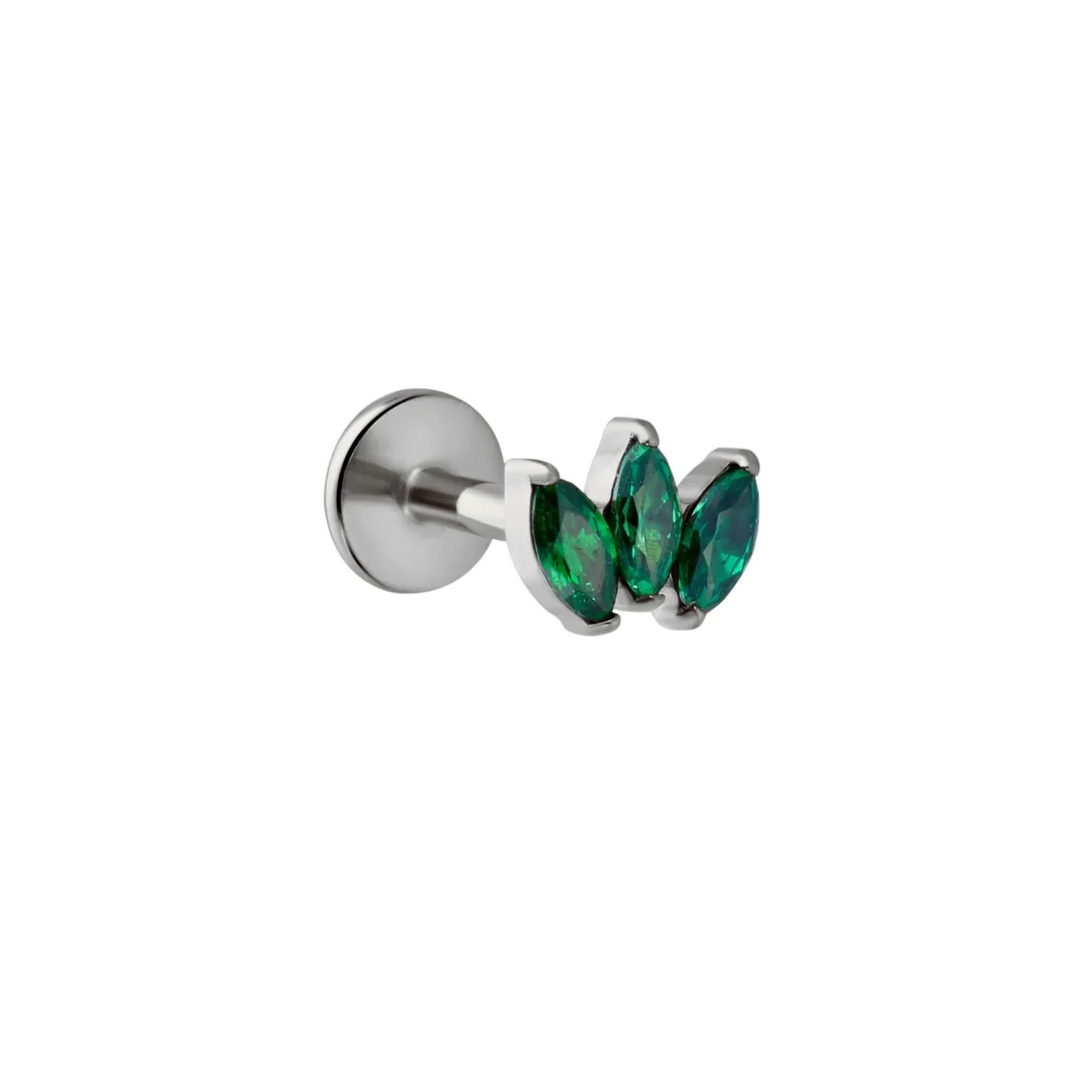Marquise Trio Flat Back Stud - Emerald - Image 6