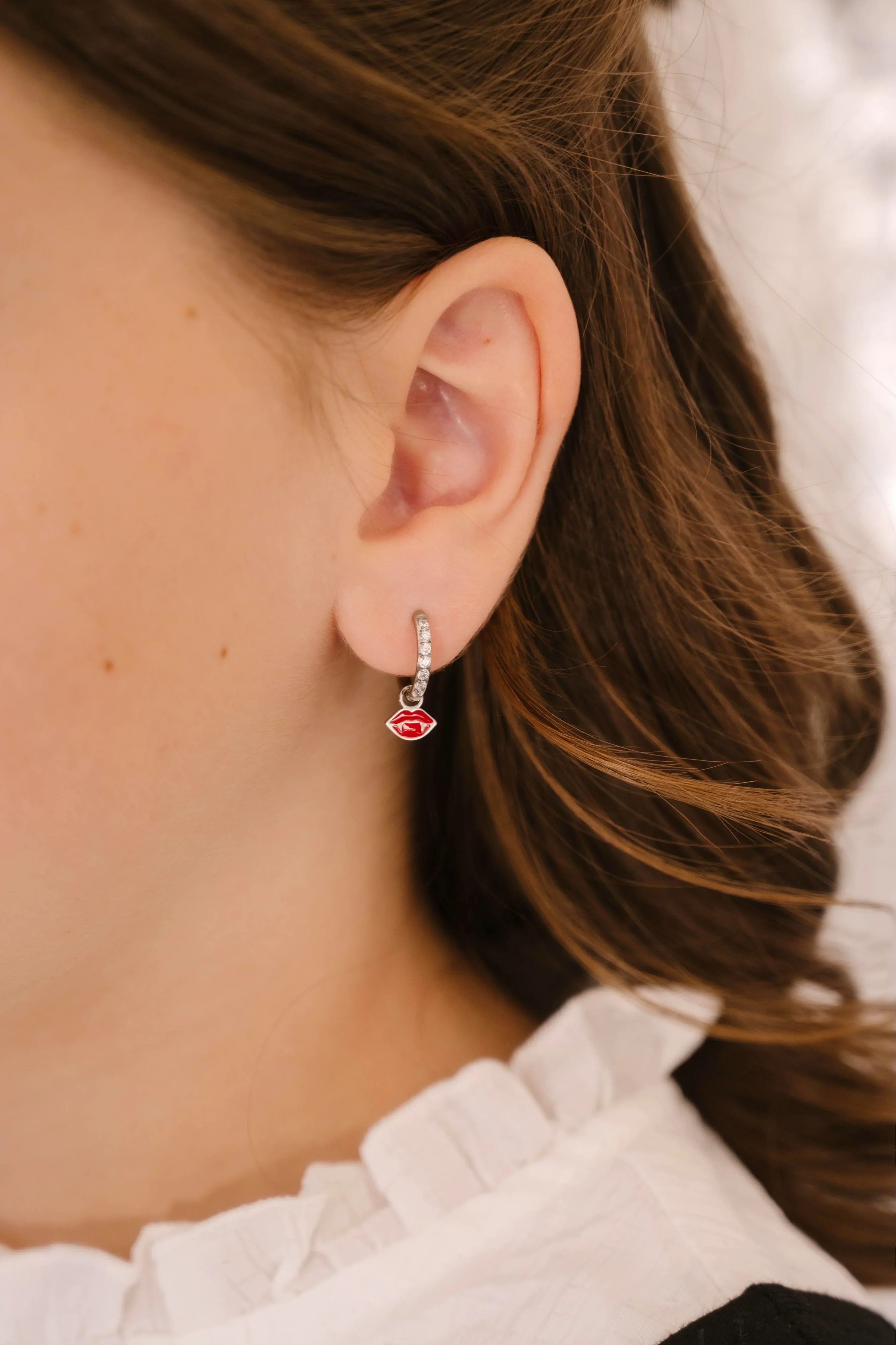 Vampire Lips Enamel Hoop Charm - Image 3