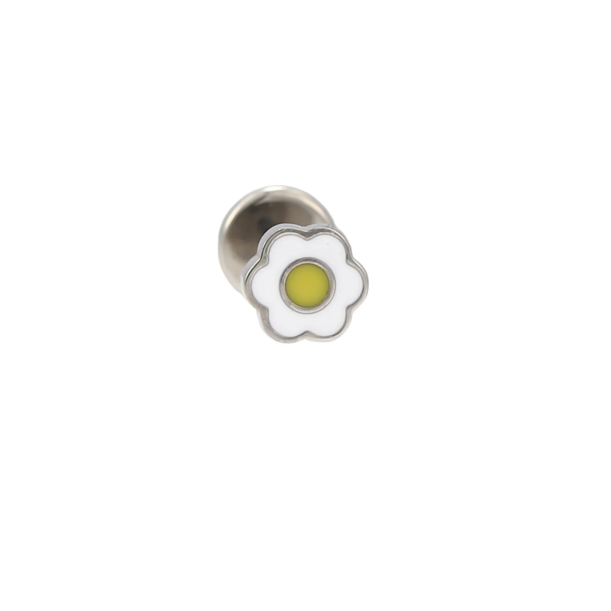 White Enamel Daisy Flat Back Stud - Image 2