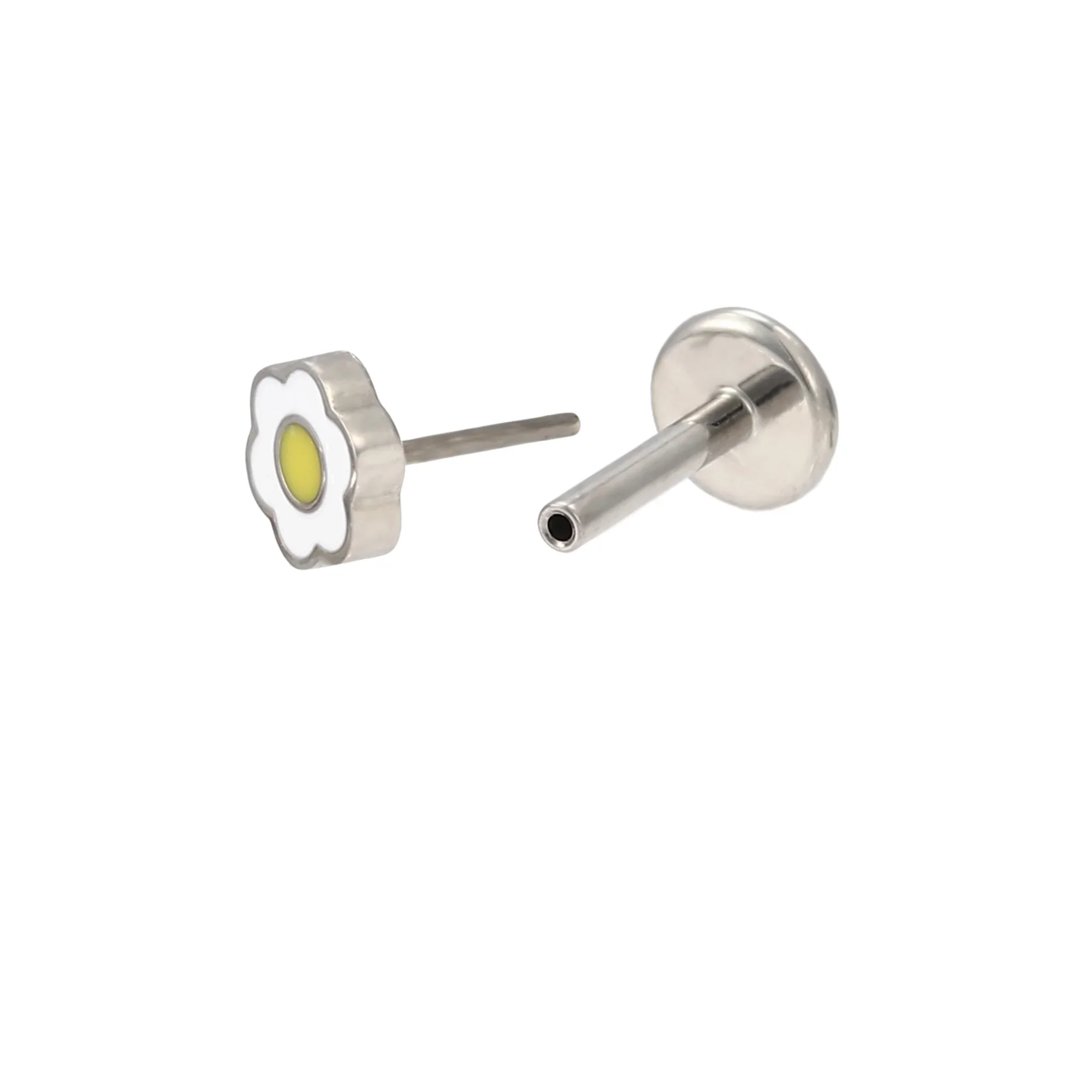 White Enamel Daisy Flat Back Stud - Image 6