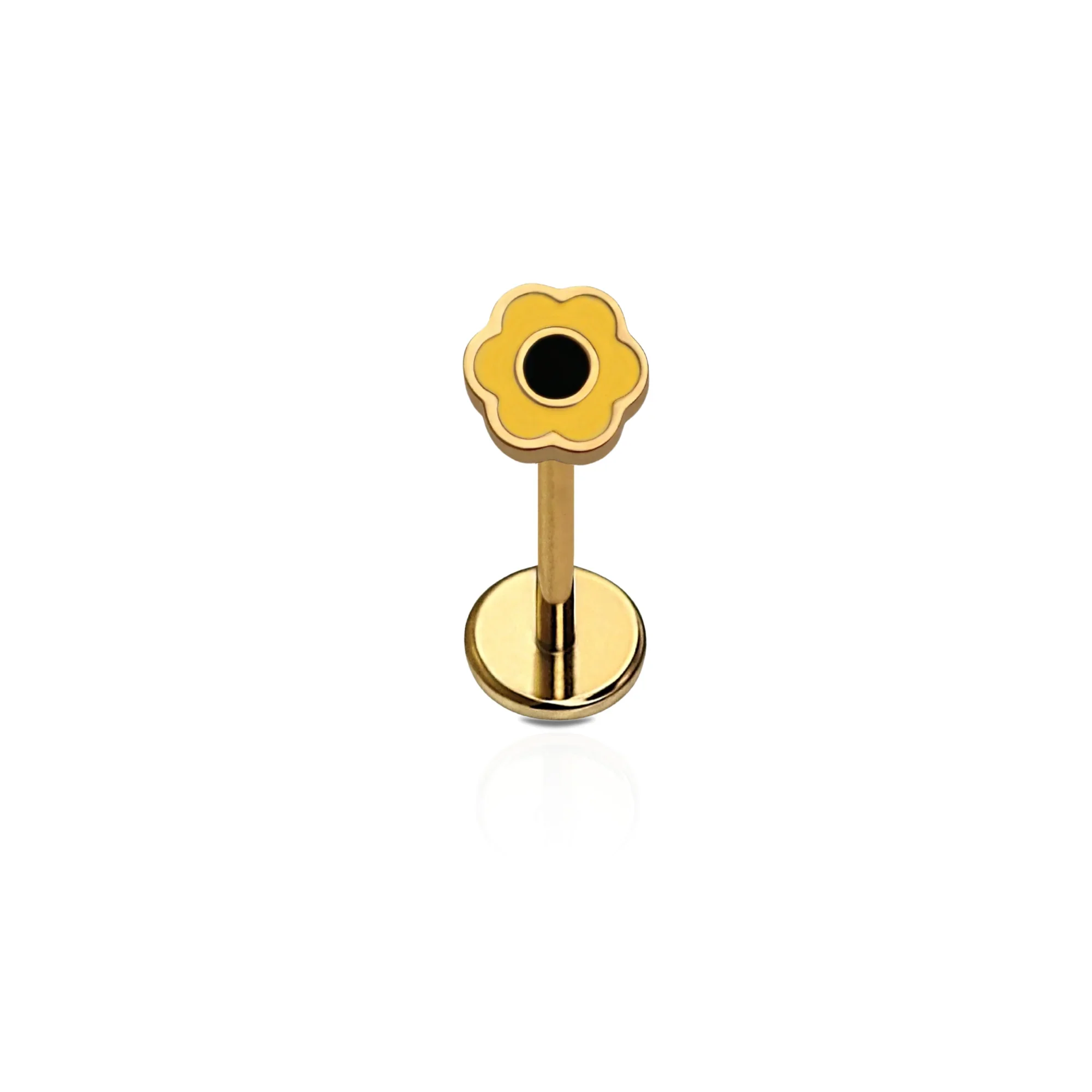 Yellow Enamel Daisy Flat Back Stud